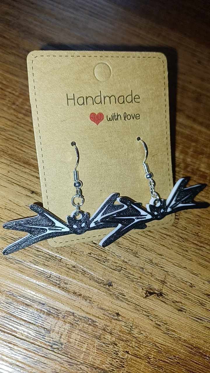 Jack skellngton Nightmare before christmas Bat bowtie earrings  3D print model_3
