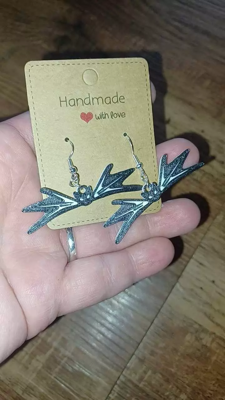 Jack skellngton Nightmare before christmas Bat bowtie earrings  3D print model_0