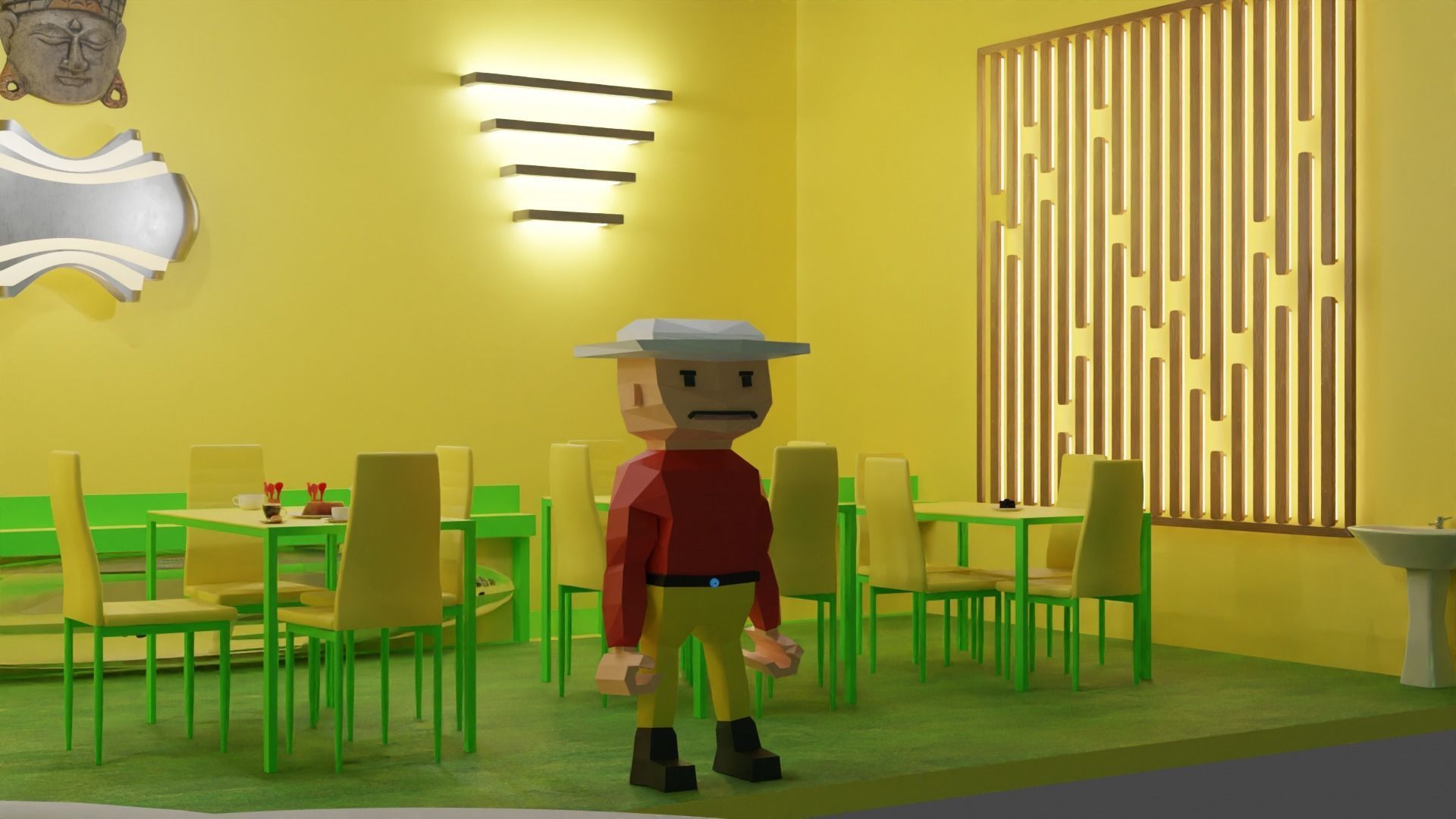 low poly man Low-poly 3D model_6