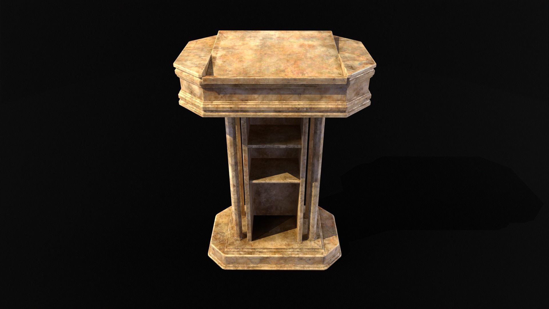 Medieval Old Fancy Marble Podium Low-poly 3D model_16