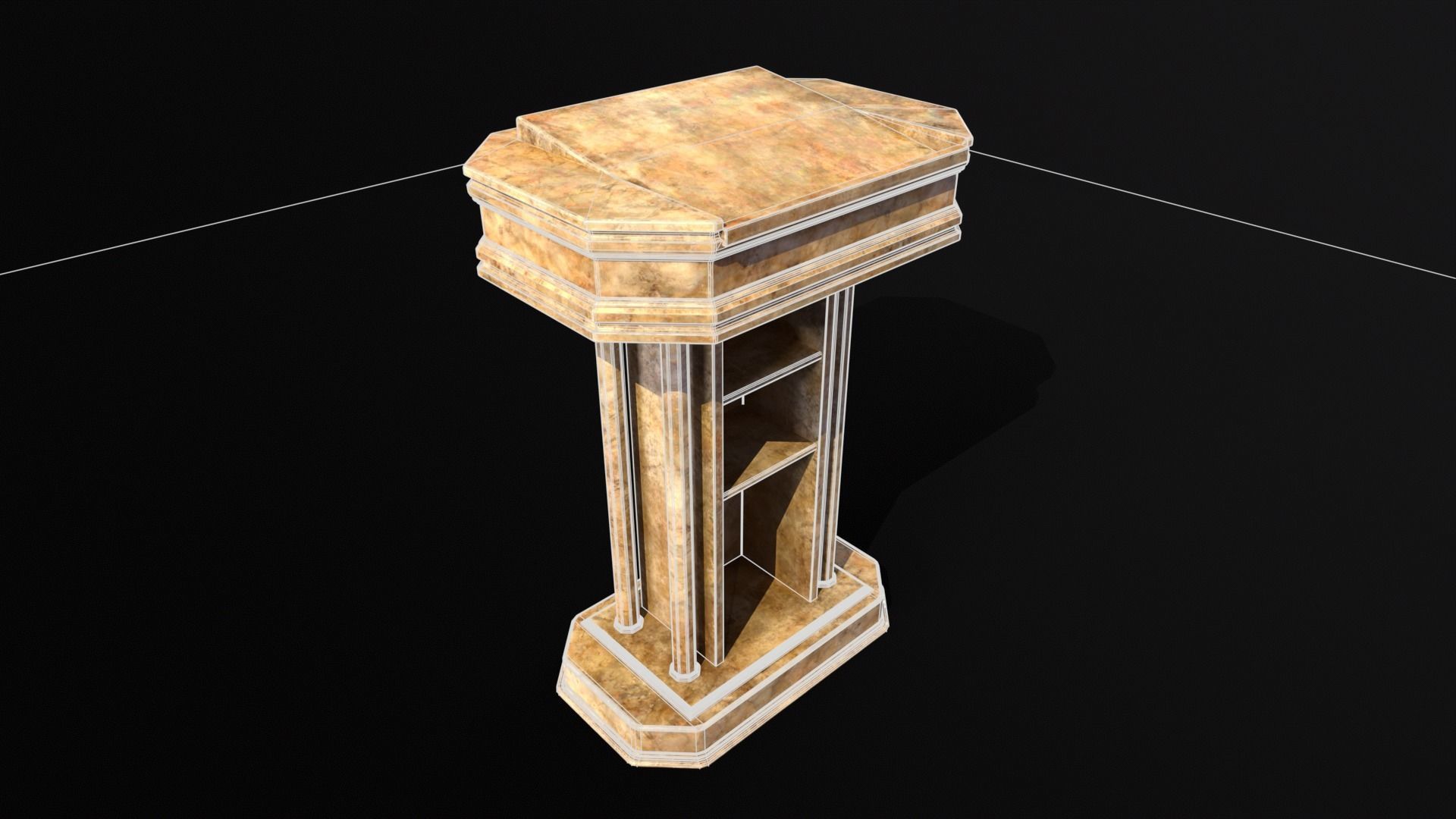Medieval Old Fancy Marble Podium Low-poly 3D model_15