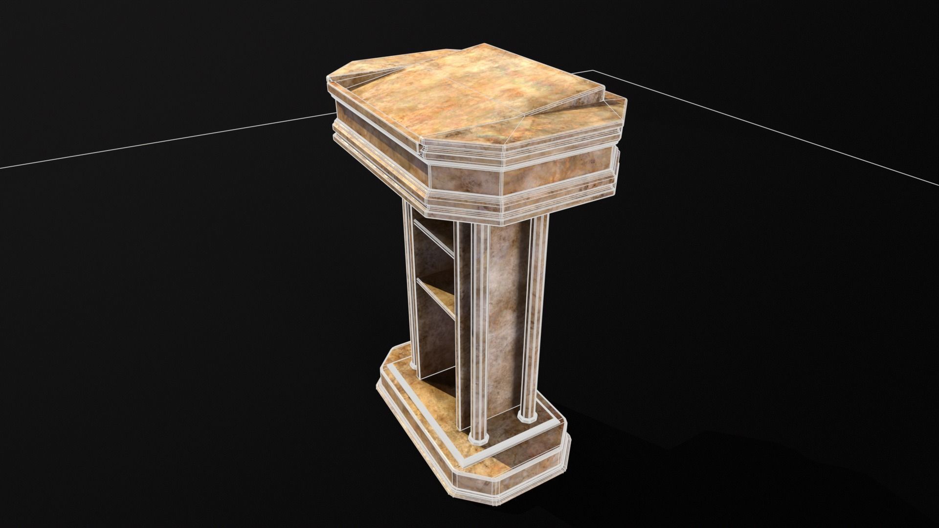 Medieval Old Fancy Marble Podium Low-poly 3D model_19