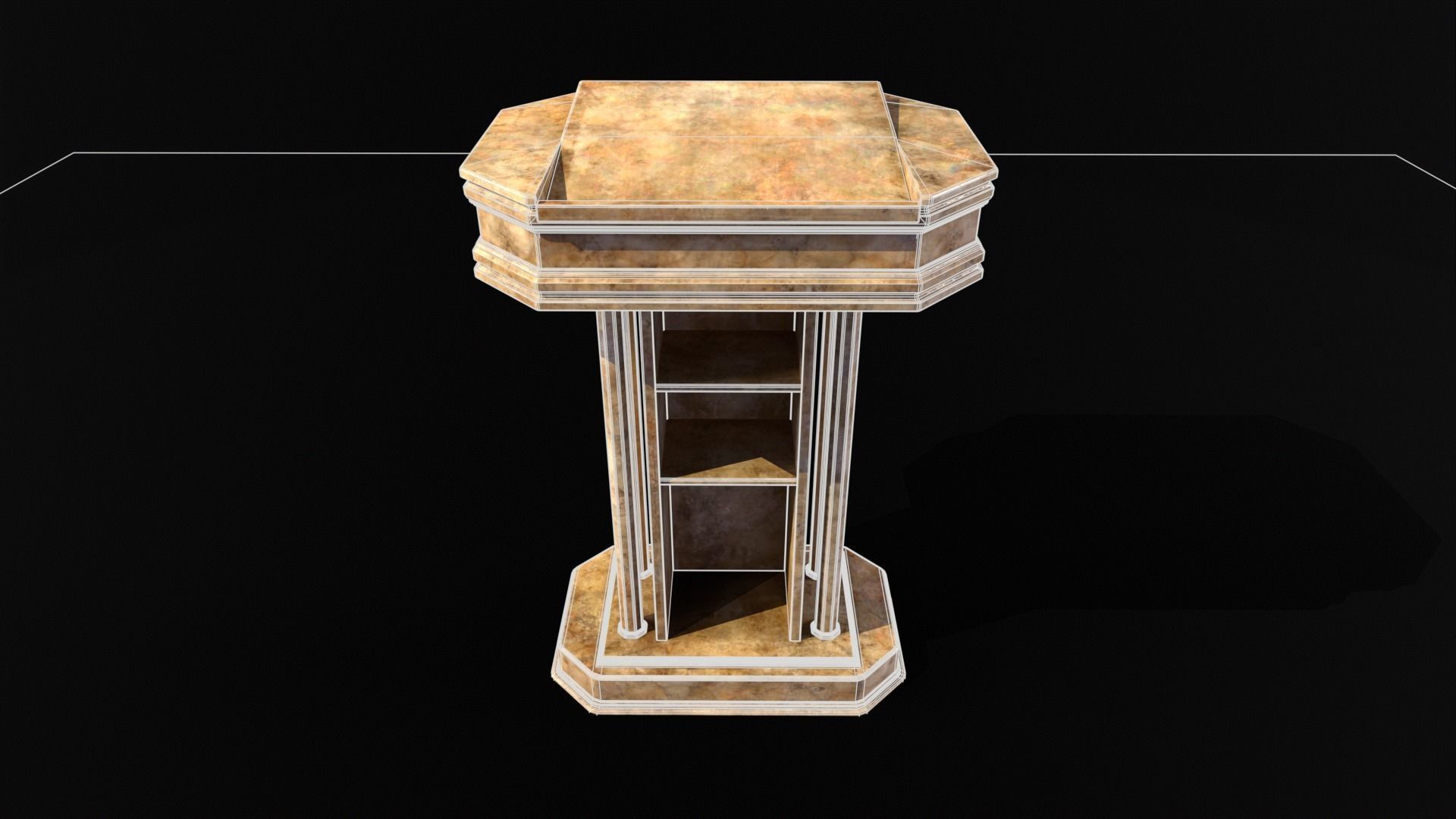 Medieval Old Fancy Marble Podium Low-poly 3D model_17