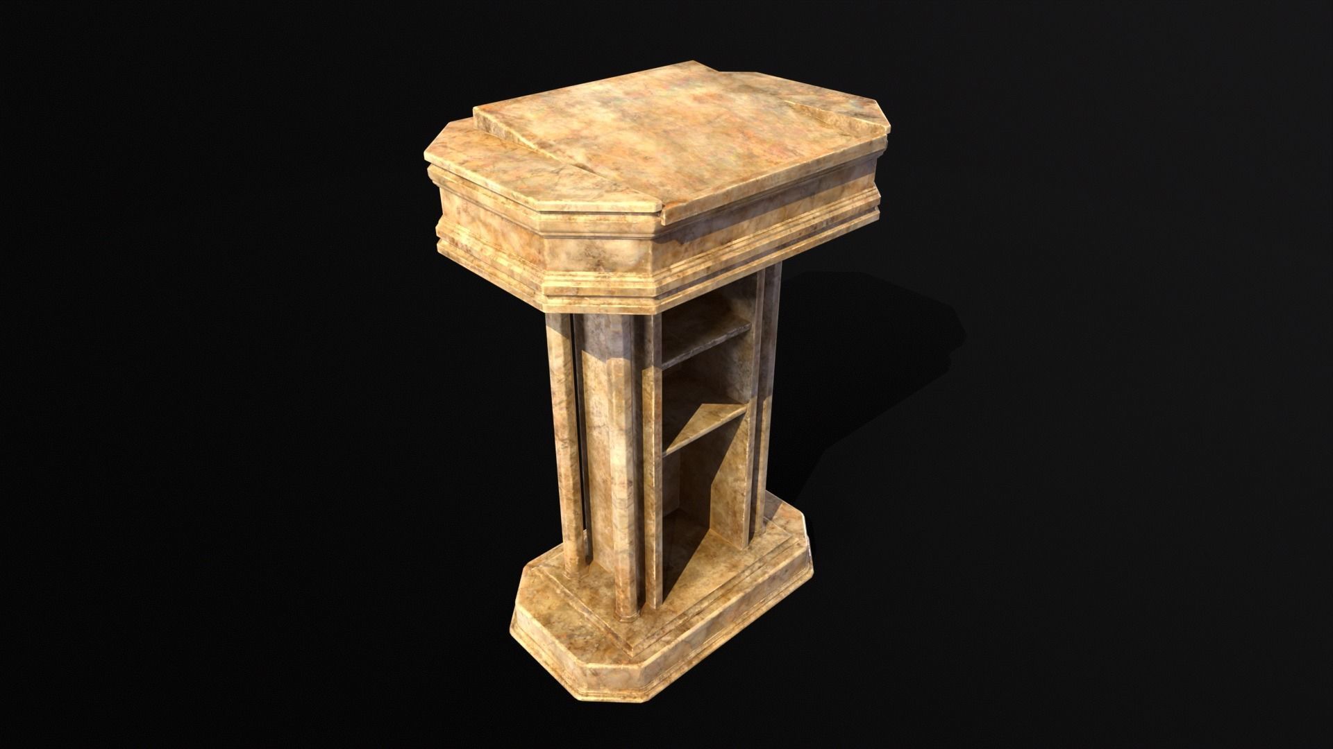Medieval Old Fancy Marble Podium Low-poly 3D model_14