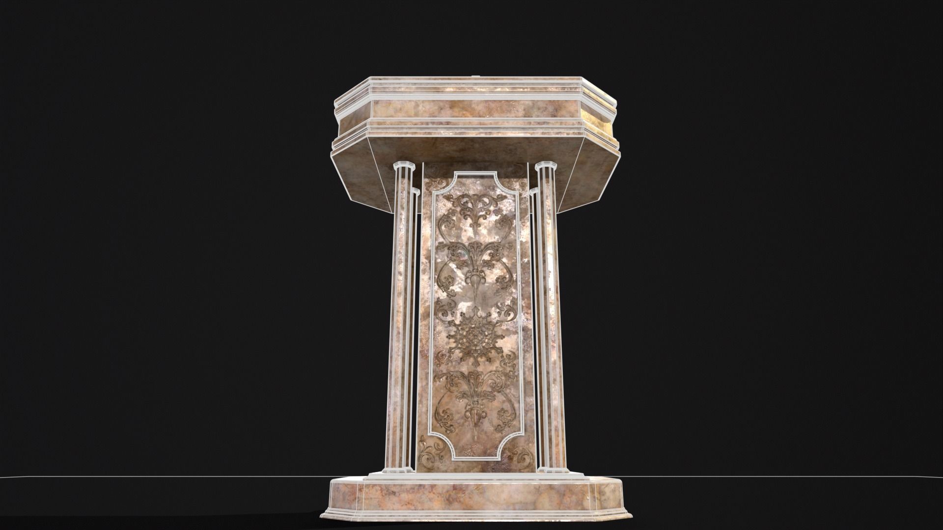 Medieval Old Fancy Marble Podium Low-poly 3D model_23