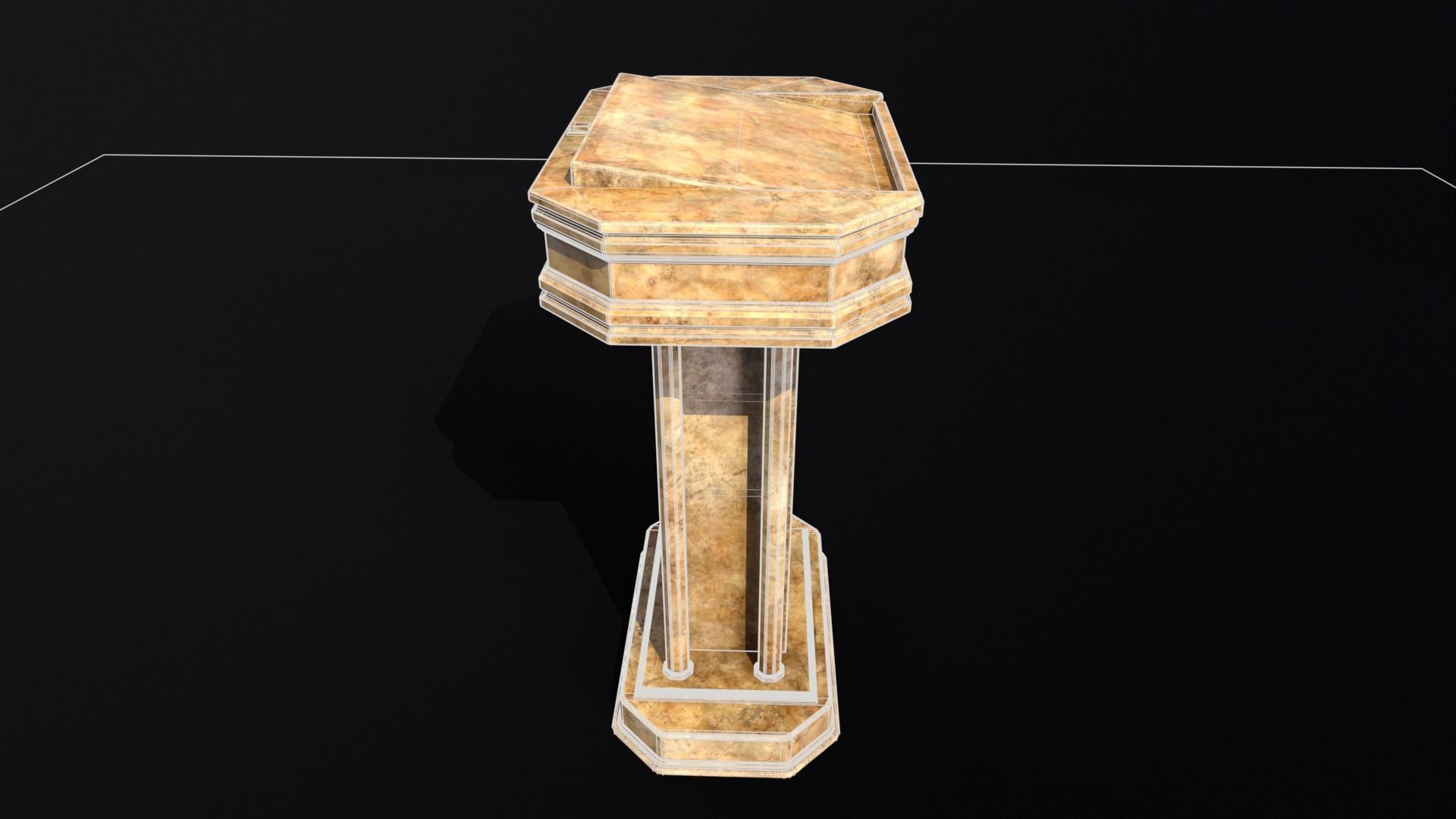 Medieval Old Fancy Marble Podium Low-poly 3D model_13