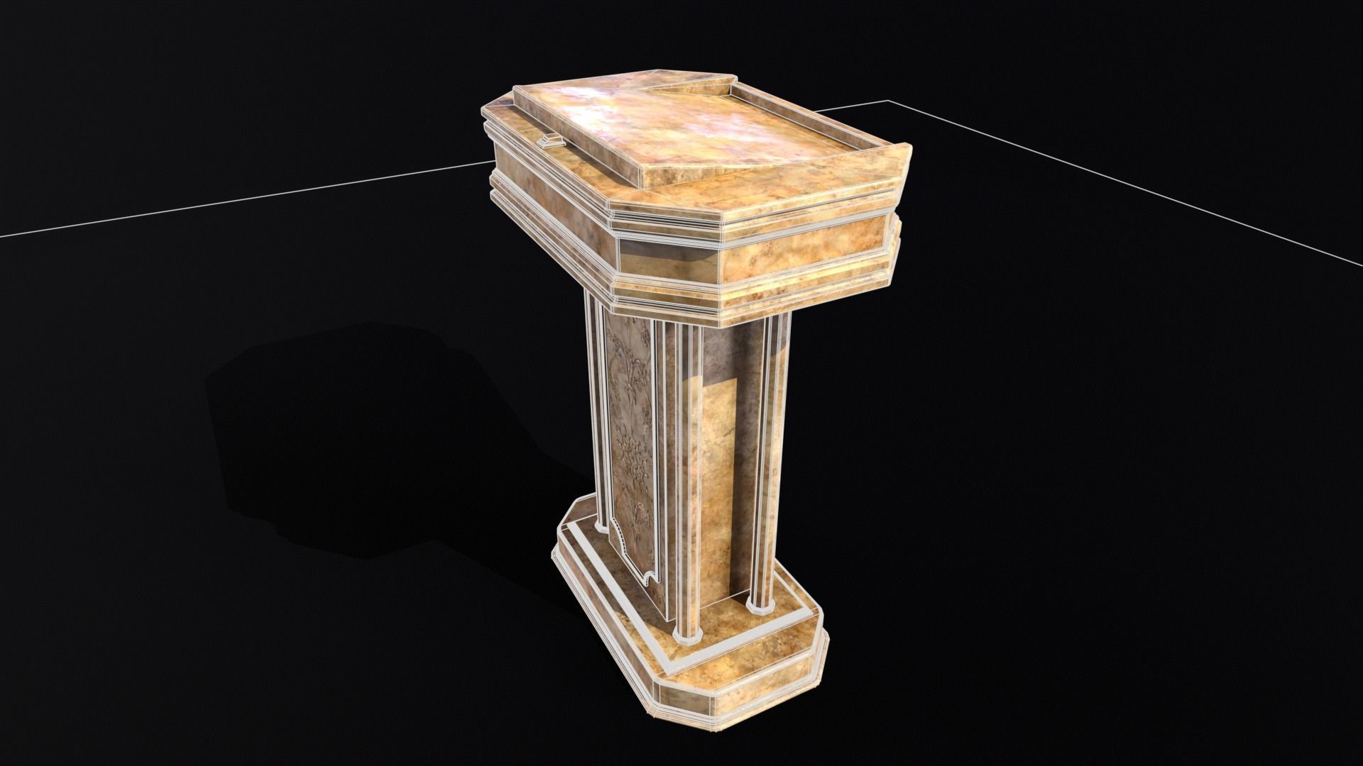 Medieval Old Fancy Marble Podium Low-poly 3D model_11