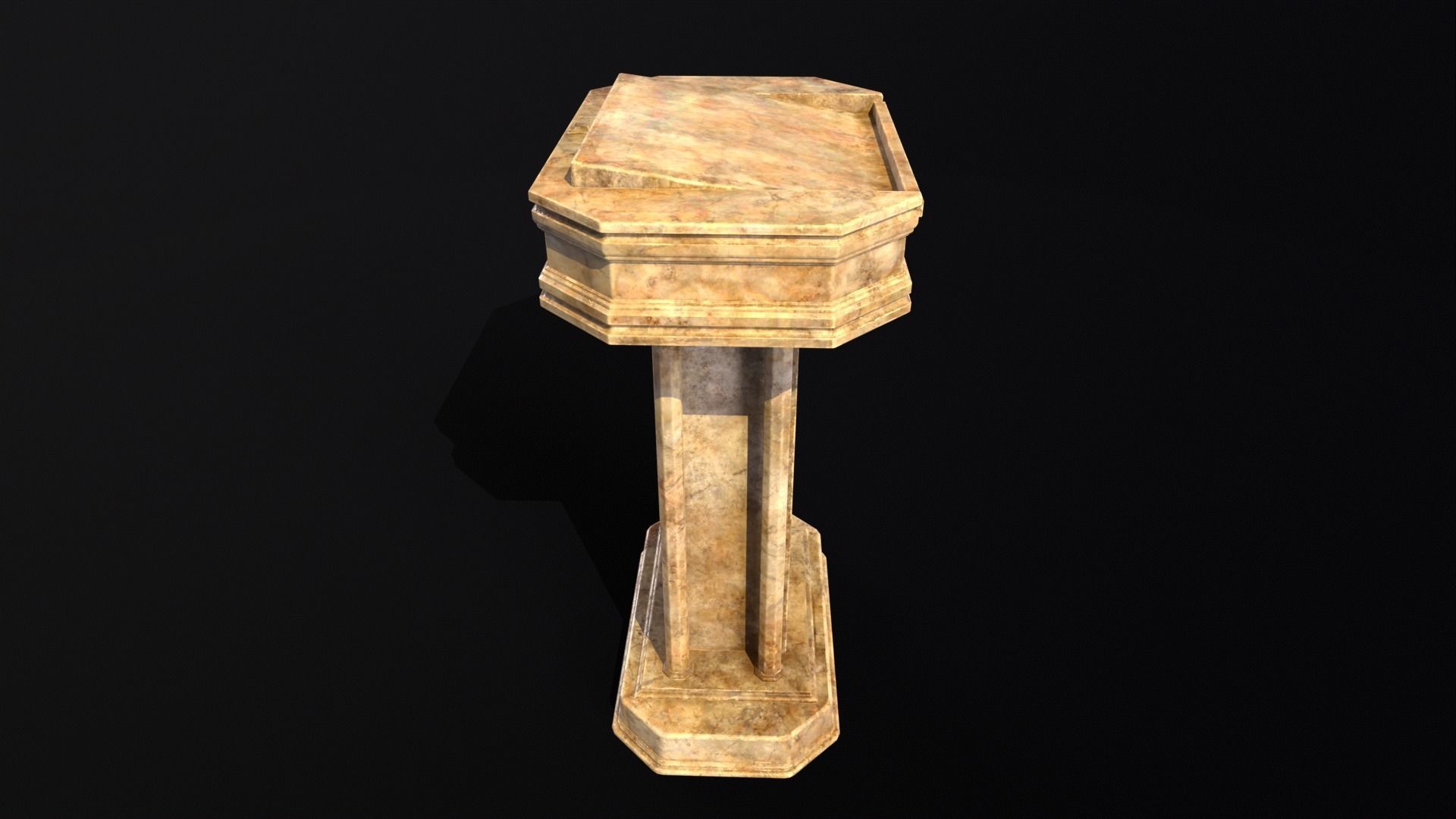 Medieval Old Fancy Marble Podium Low-poly 3D model_12