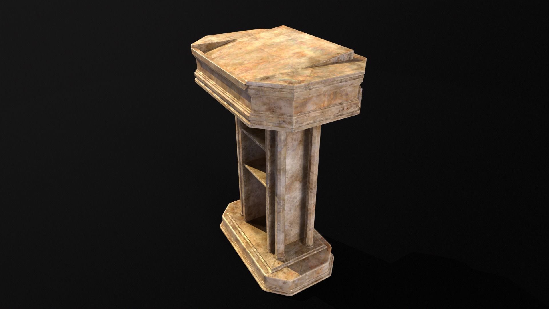 Medieval Old Fancy Marble Podium Low-poly 3D model_18