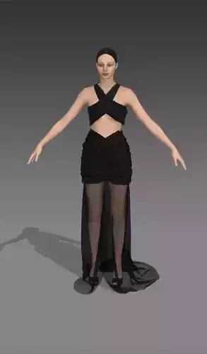 Elastic two pieces skirt and crop body