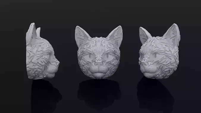 cat face pendant 3D print model