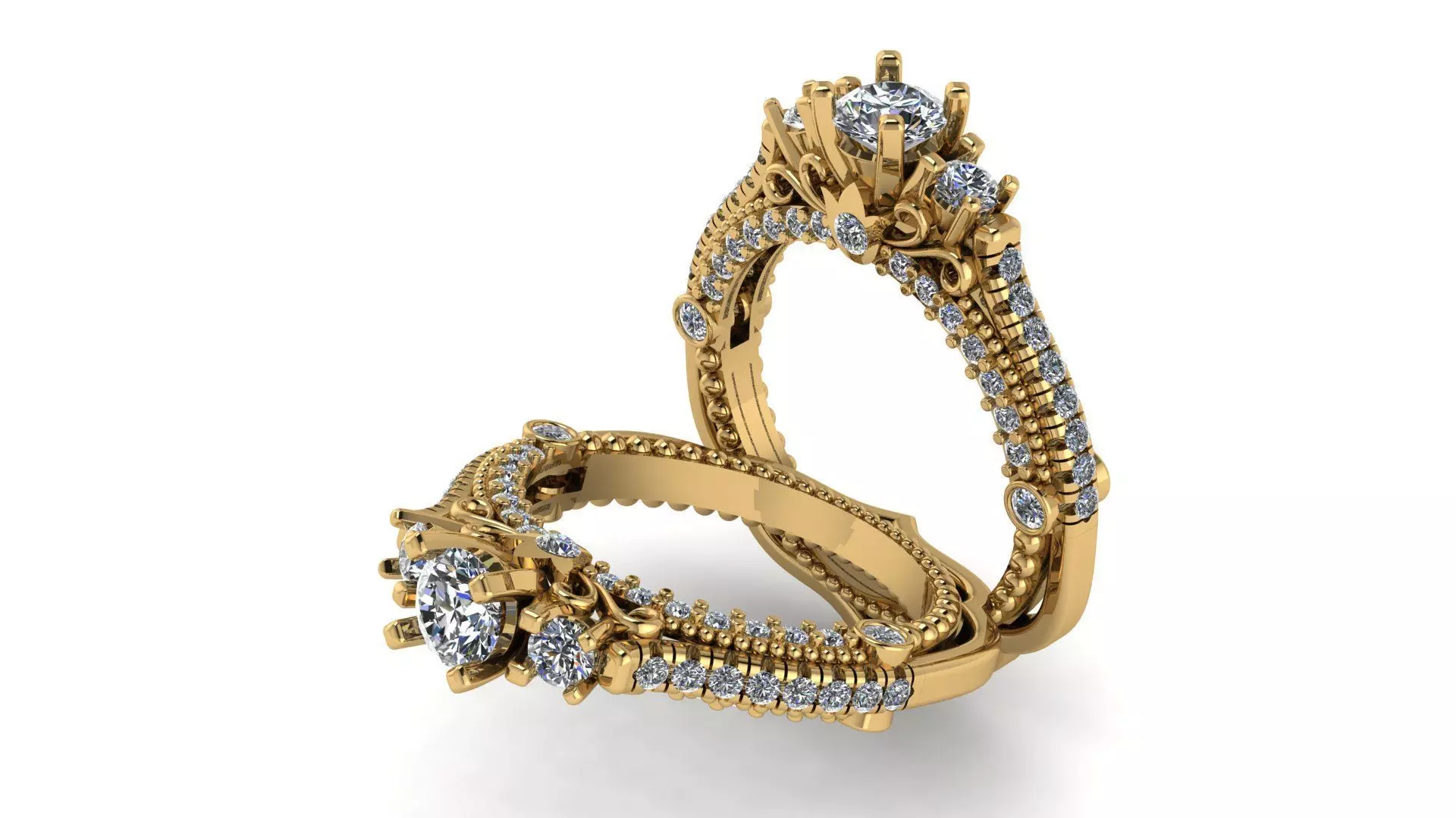 3 diamond fancy ring 3D print model_0