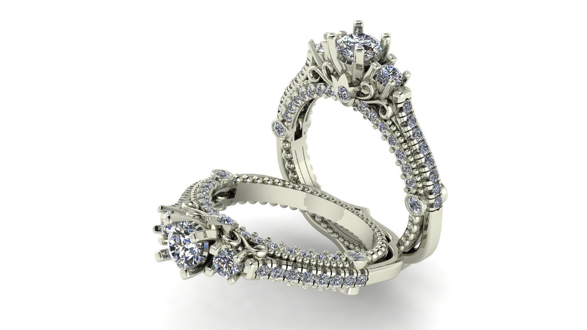 3 diamond fancy ring 3D print model_1