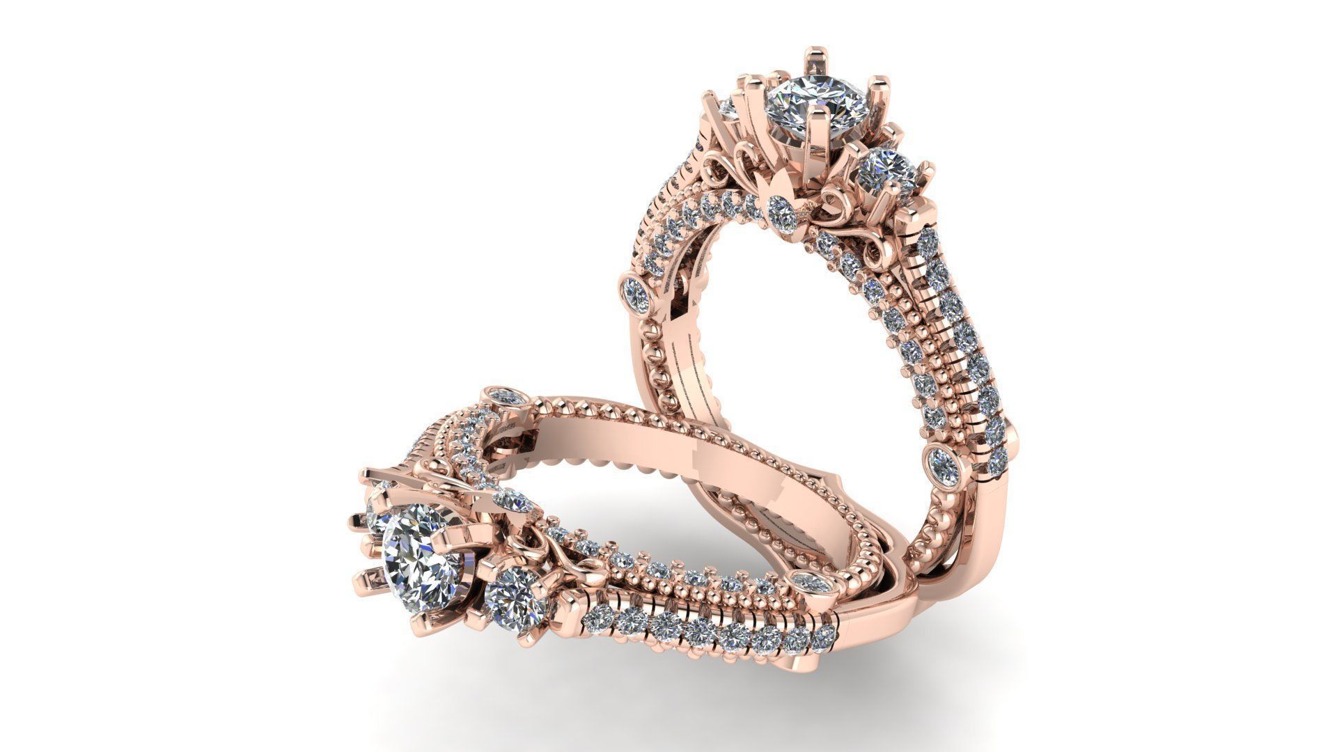 3 diamond fancy ring 3D print model_2