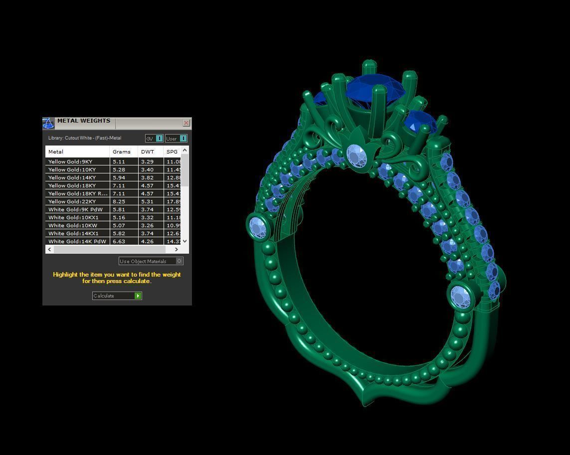 3 diamond fancy ring 3D print model_10