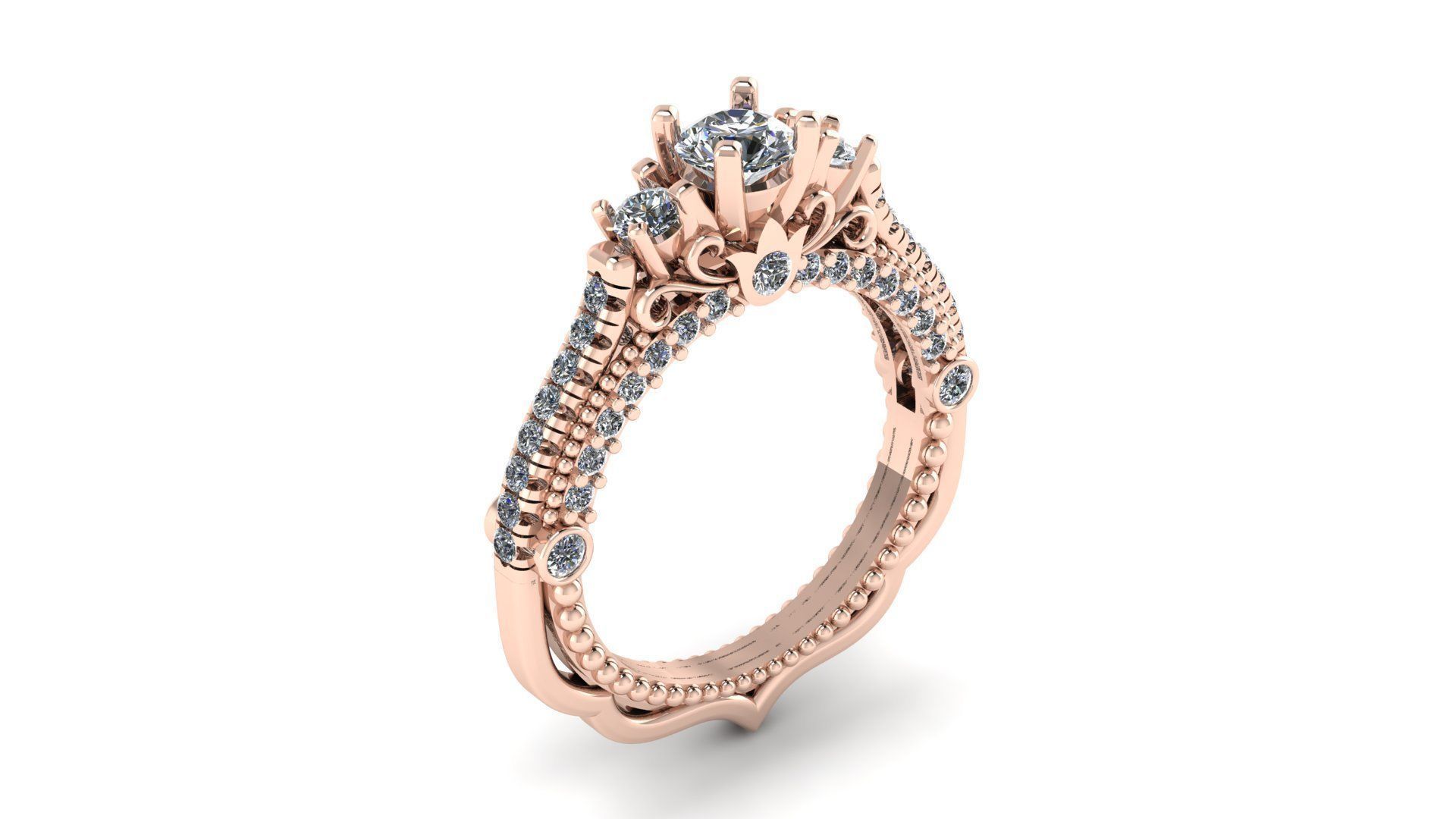 3 diamond fancy ring 3D print model_8