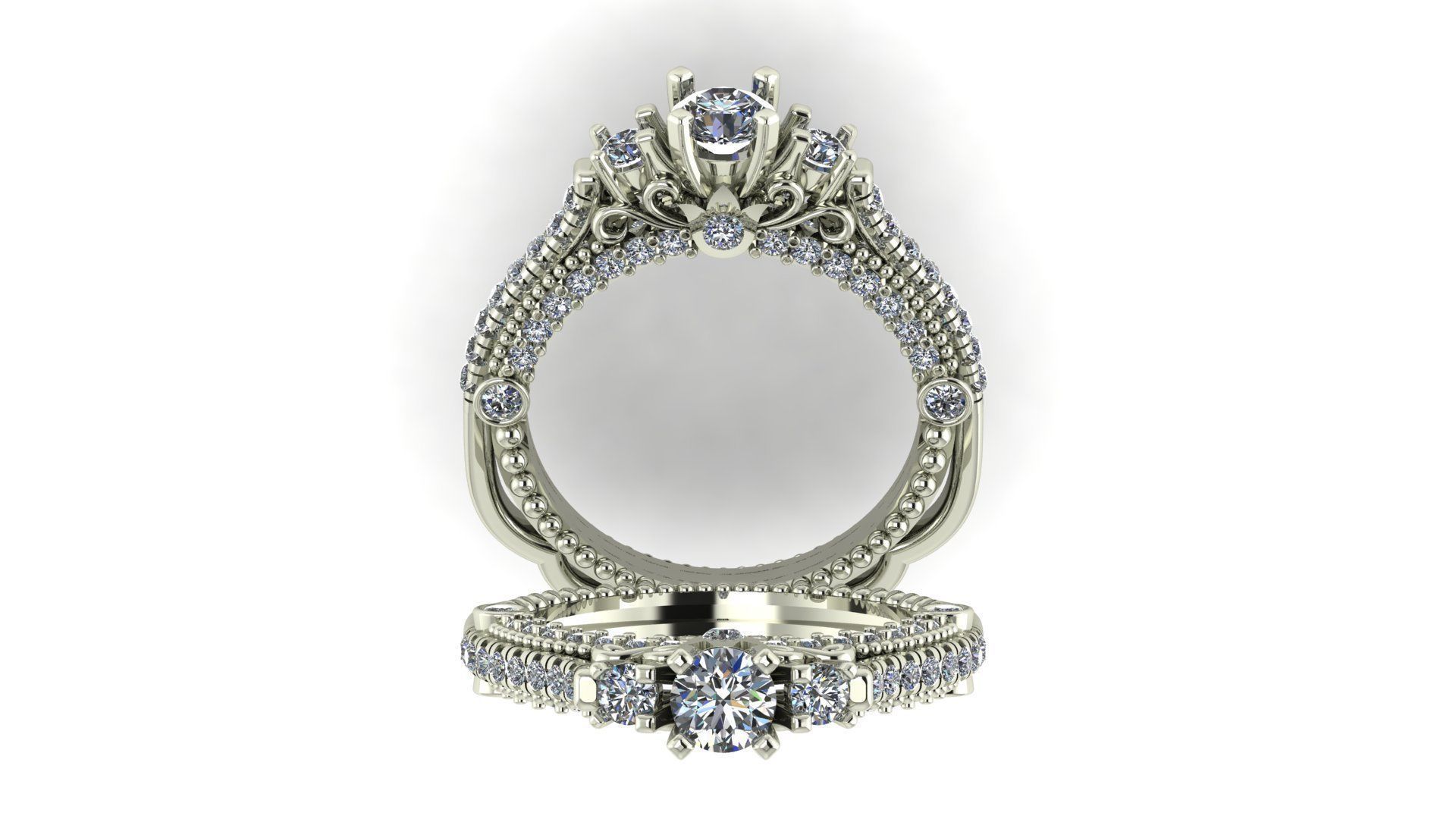 3 diamond fancy ring 3D print model_4