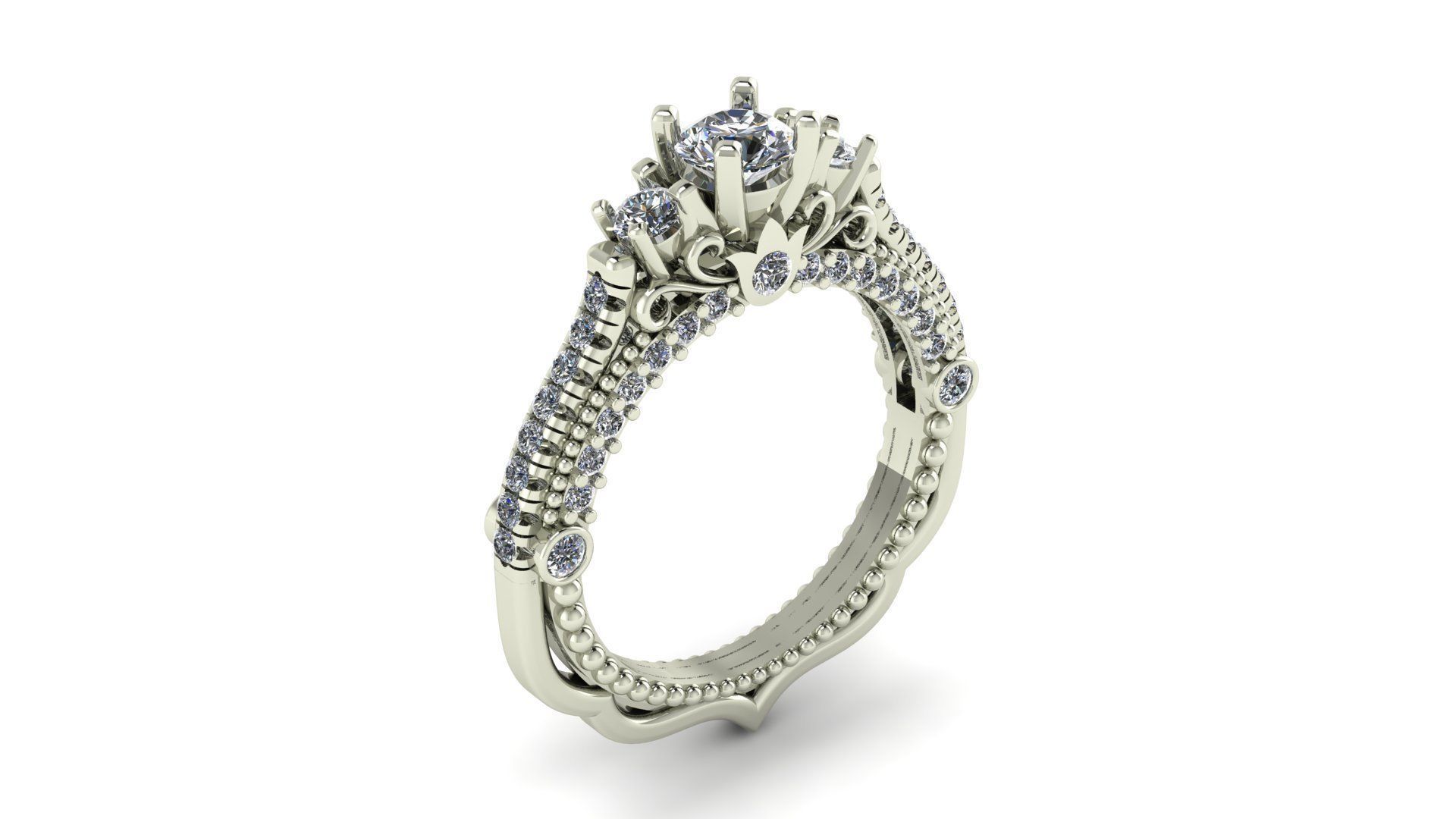 3 diamond fancy ring 3D print model_7