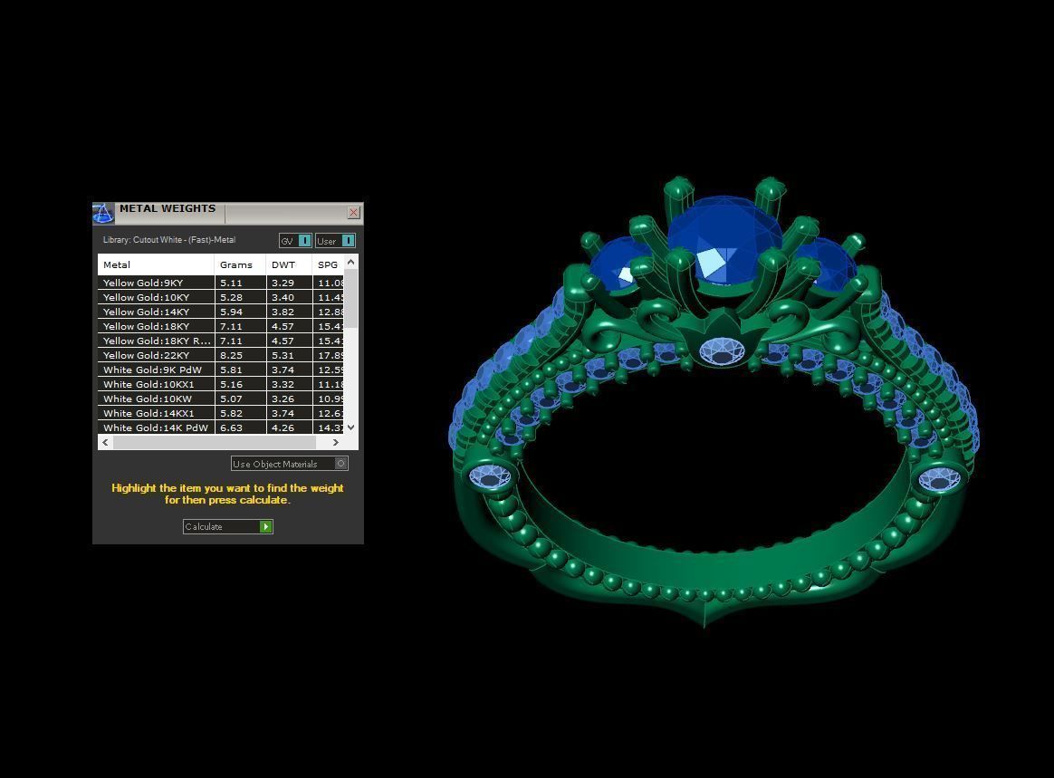 3 diamond fancy ring 3D print model_11