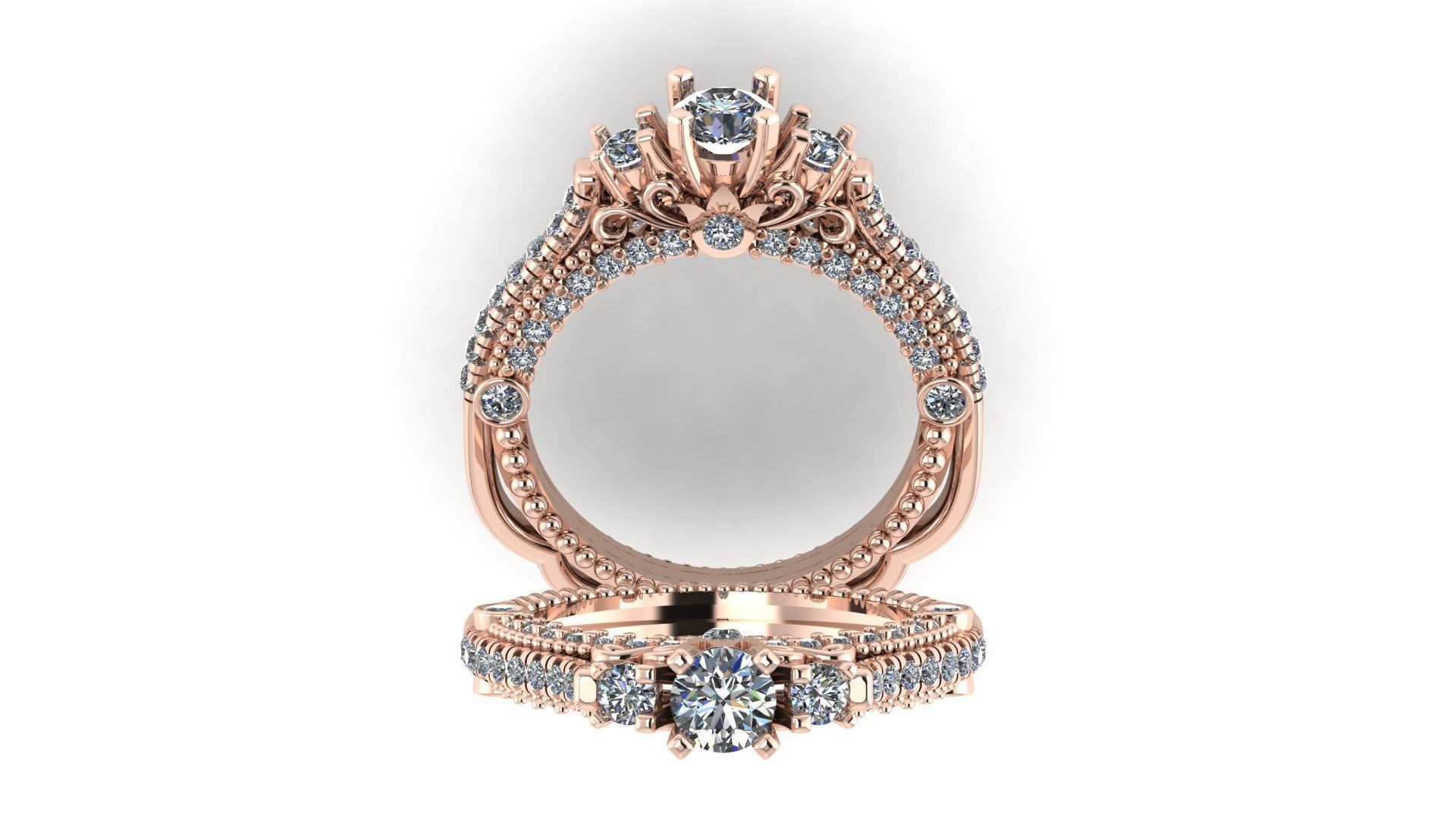 3 diamond fancy ring 3D print model_5