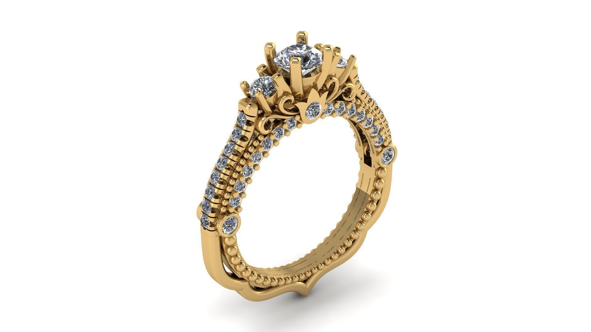 3 diamond fancy ring 3D print model_6