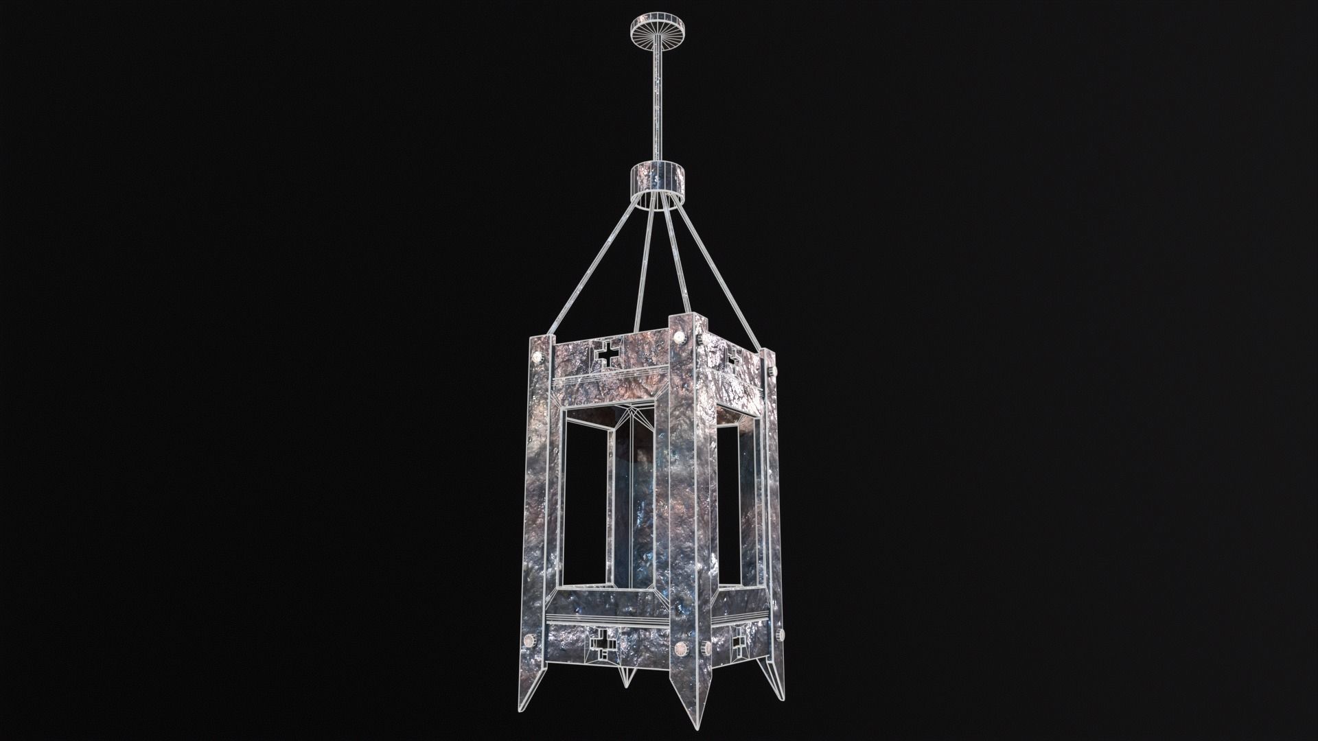 Gothic Lantern Low-poly 3D model_9