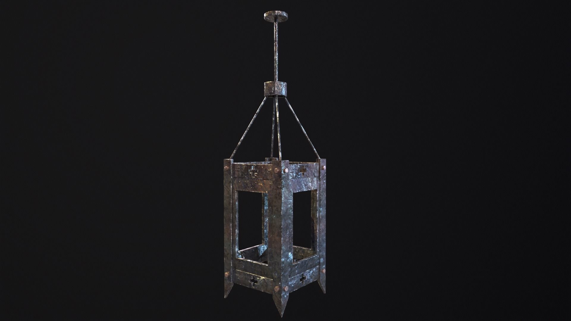 Gothic Lantern Low-poly 3D model_2