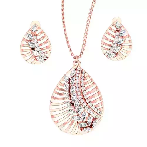 Leaves Wire mesh High Jewelry Pendant Earrings Set 3dm stl obj