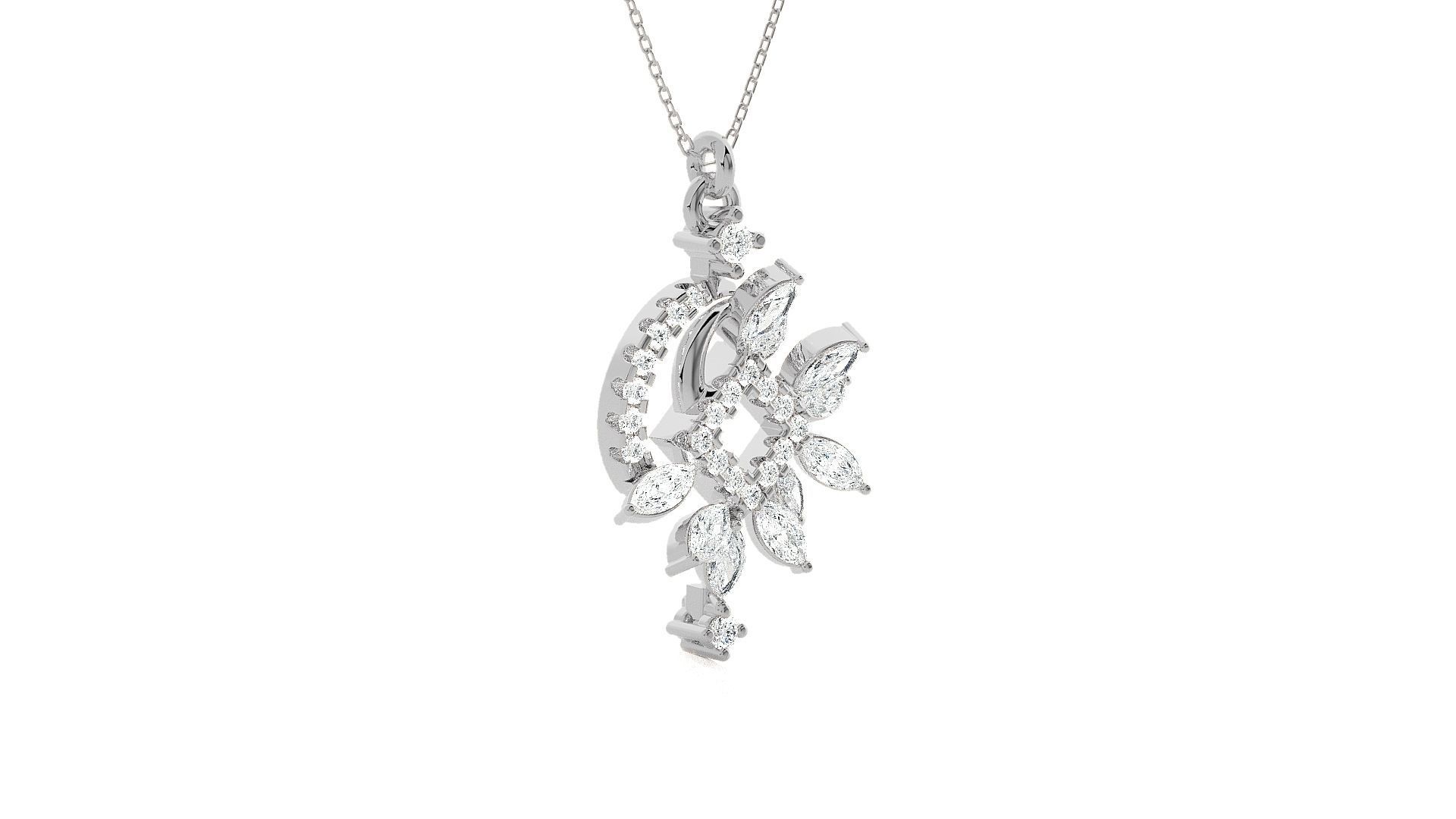 Flowers High Jewelry Pendant Earrings Set 3dm stl obj mtl gltf 3D print model_11