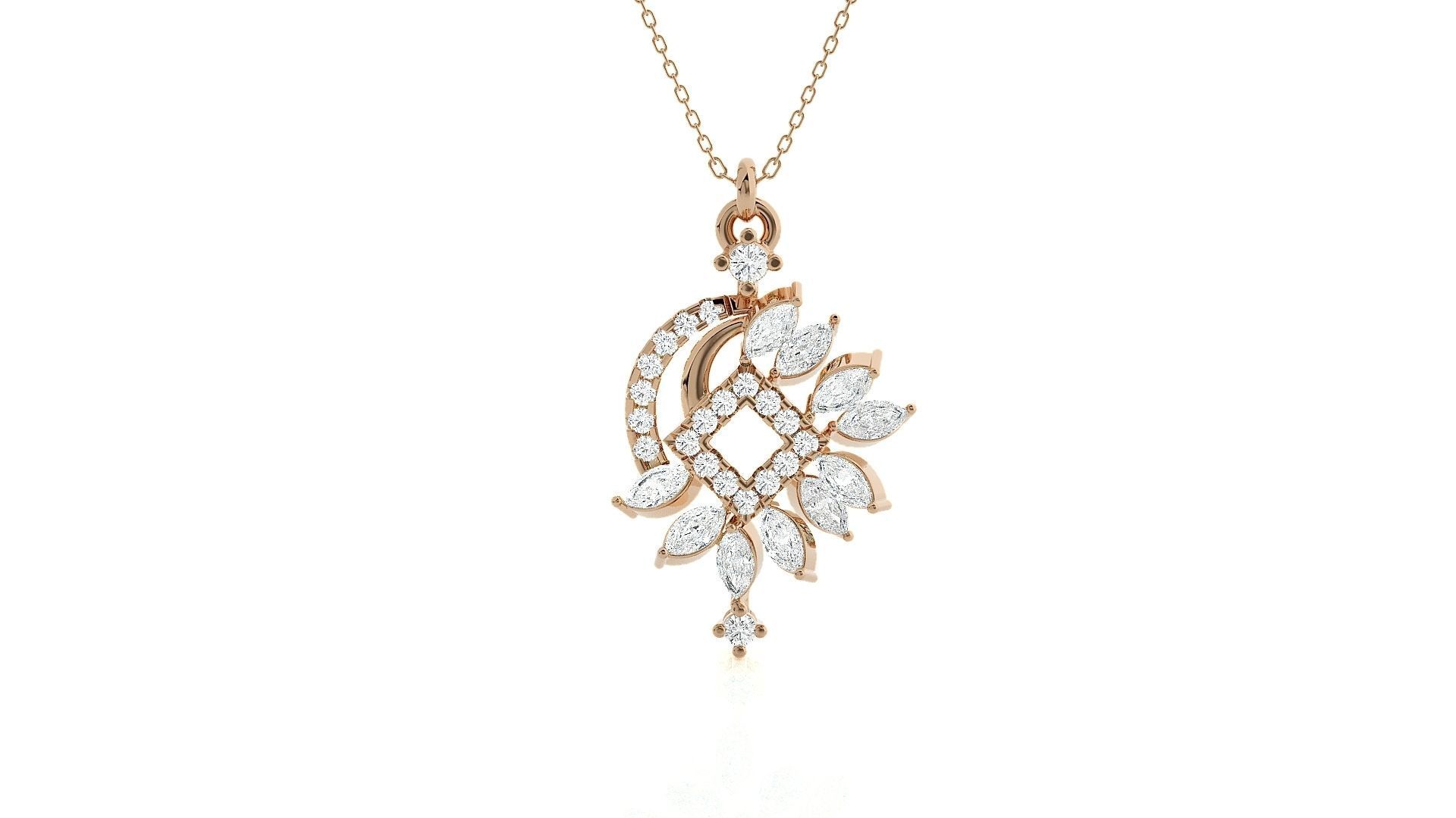 Flowers High Jewelry Pendant Earrings Set 3dm stl obj mtl gltf 3D print model_2