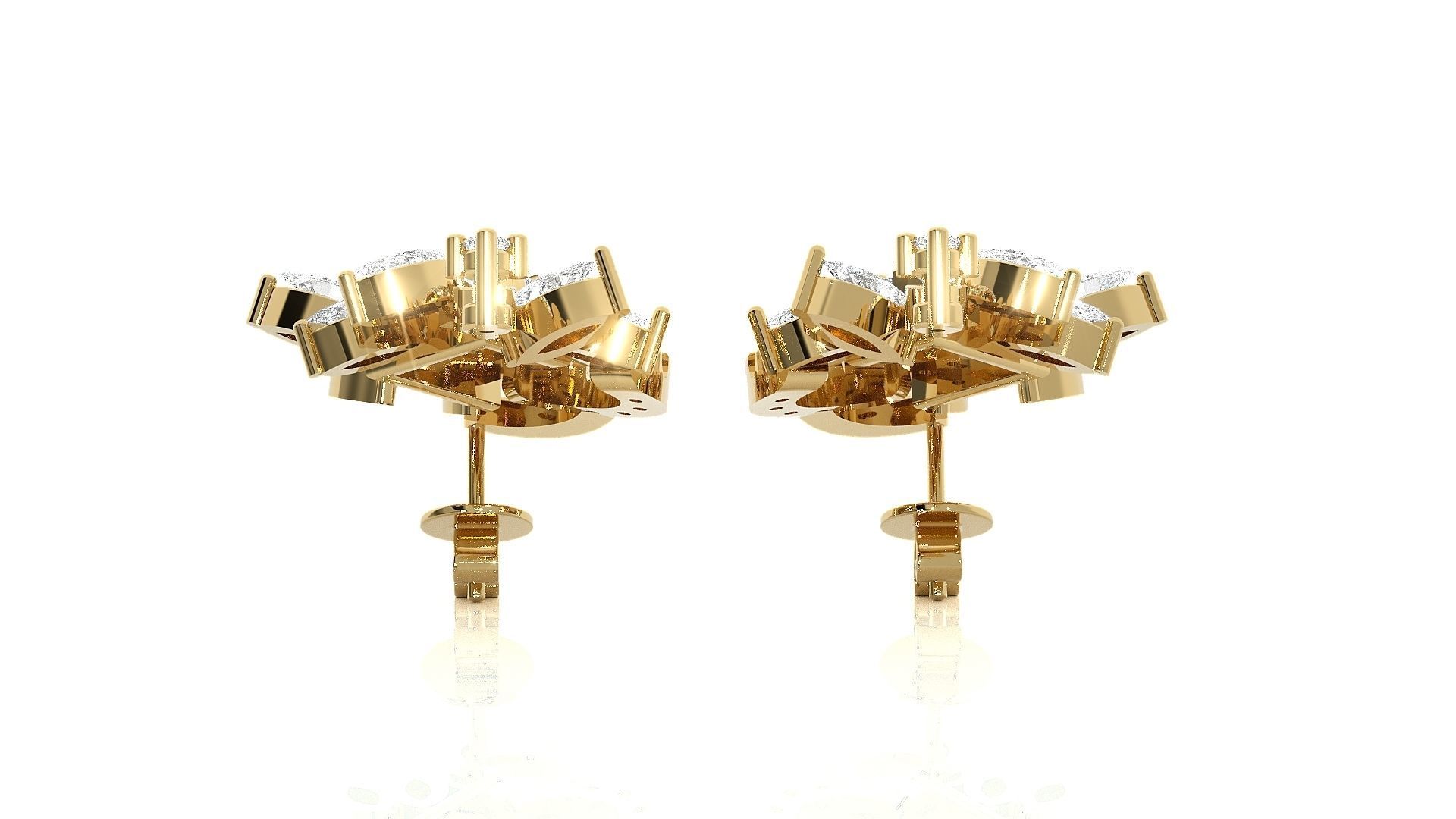 Flowers High Jewelry Pendant Earrings Set 3dm stl obj mtl gltf 3D print model_20