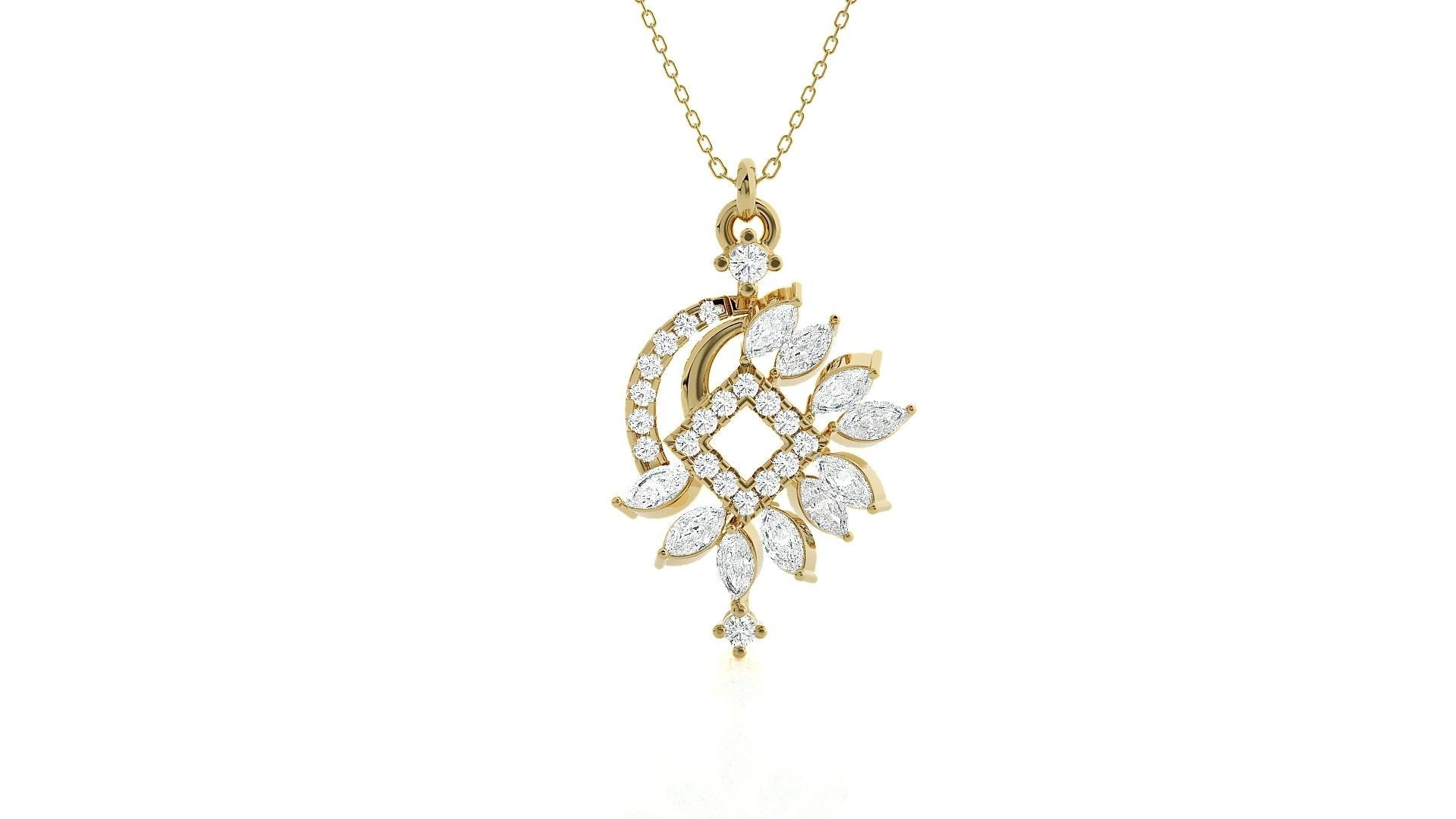 Flowers High Jewelry Pendant Earrings Set 3dm stl obj mtl gltf 3D print model_16