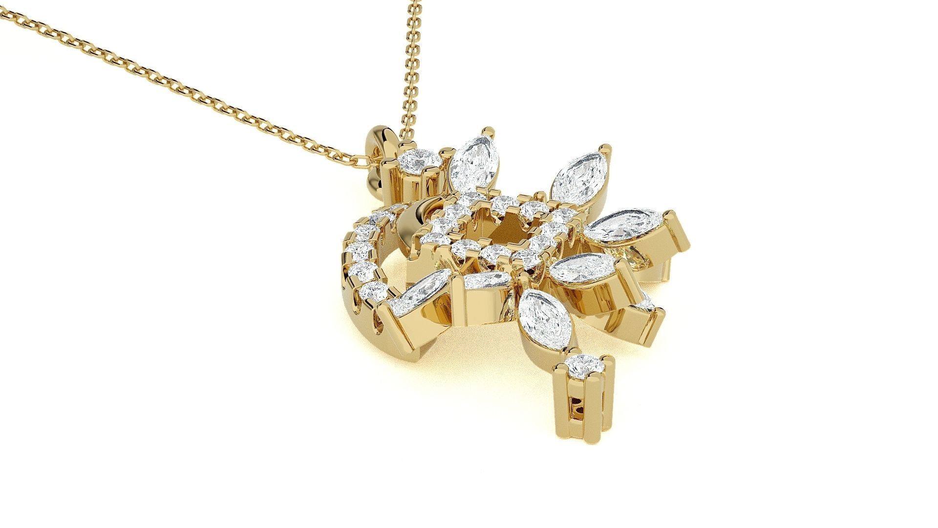 Flowers High Jewelry Pendant Earrings Set 3dm stl obj mtl gltf 3D print model_21