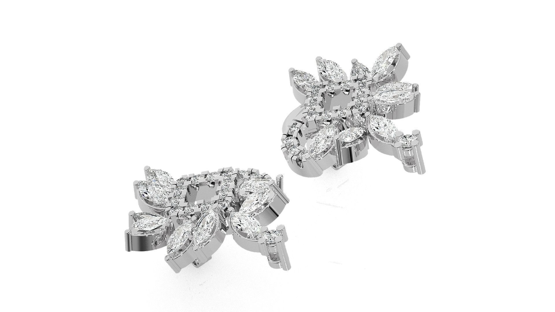 Flowers High Jewelry Pendant Earrings Set 3dm stl obj mtl gltf 3D print model_12