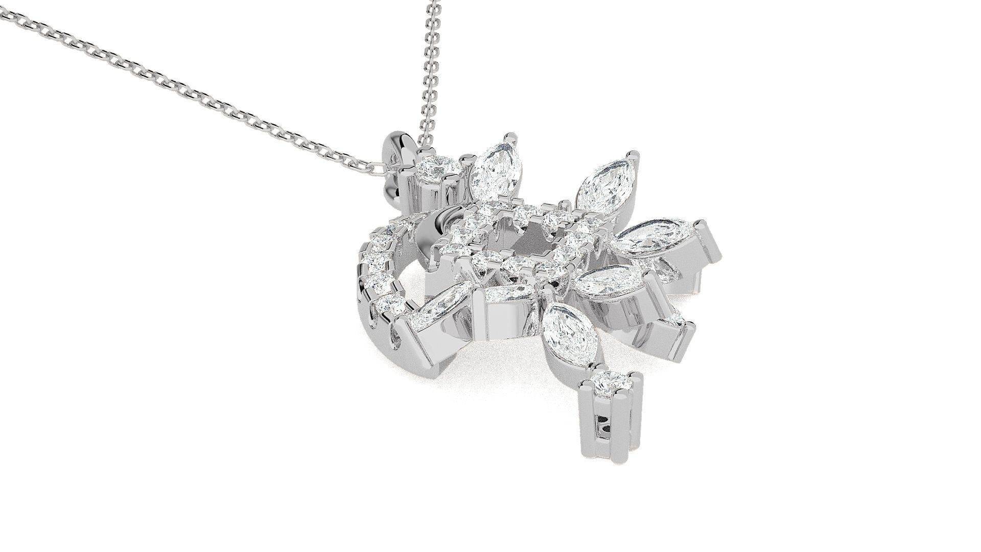 Flowers High Jewelry Pendant Earrings Set 3dm stl obj mtl gltf 3D print model_14