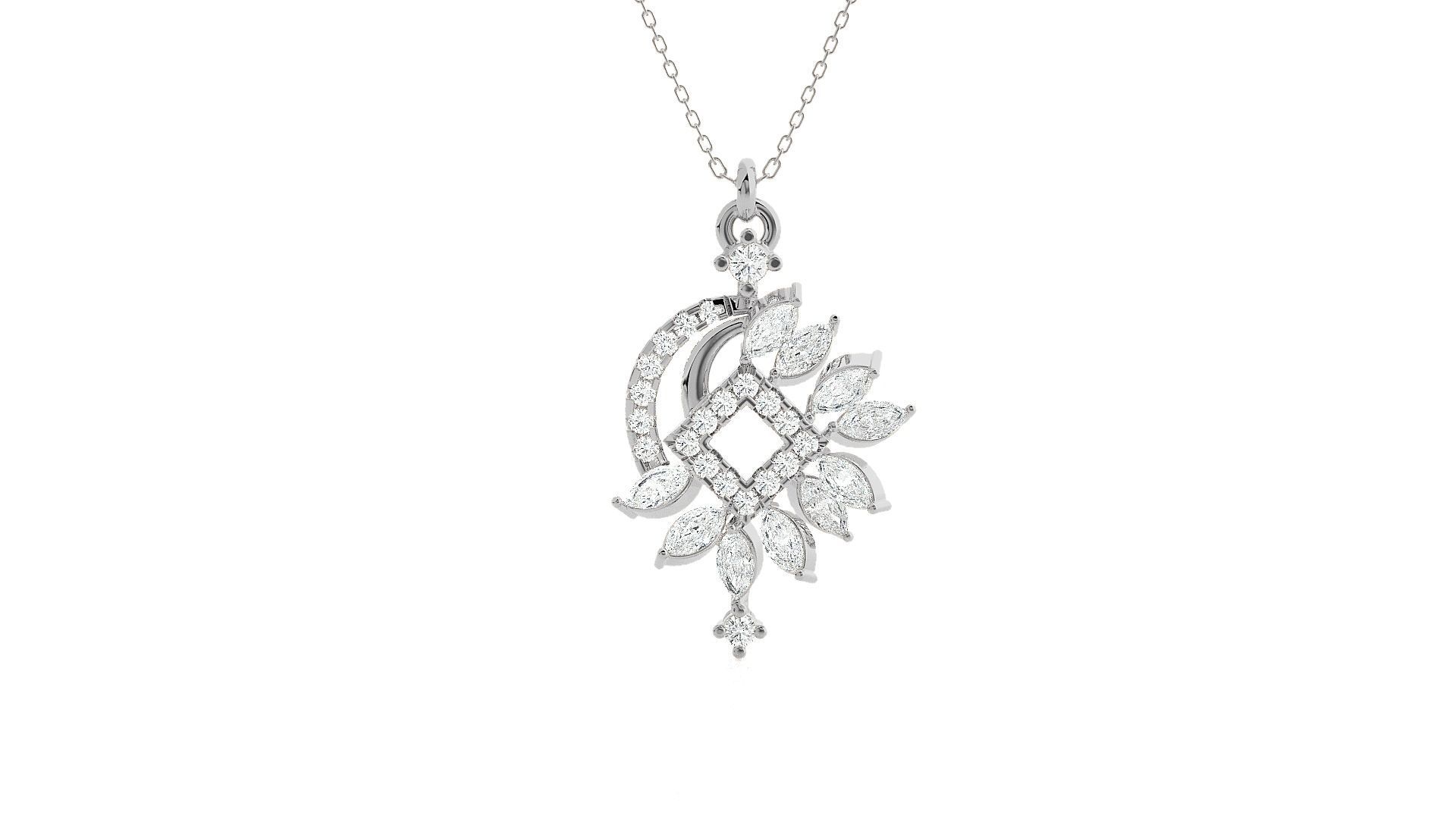 Flowers High Jewelry Pendant Earrings Set 3dm stl obj mtl gltf 3D print model_9