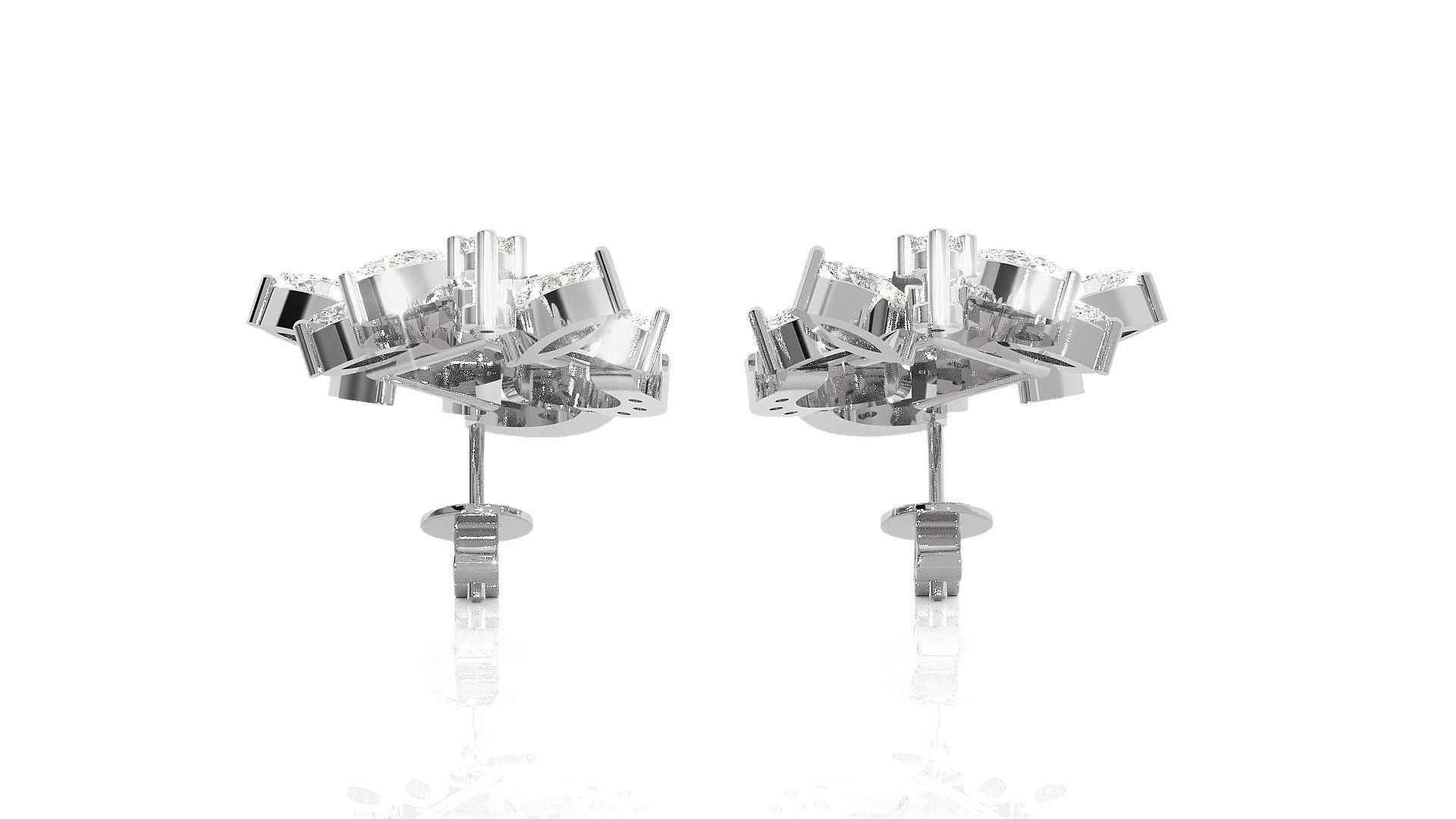 Flowers High Jewelry Pendant Earrings Set 3dm stl obj mtl gltf 3D print model_13