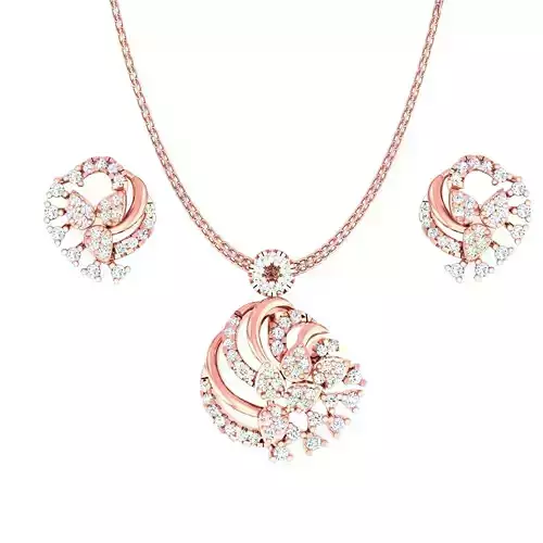 Flower High Jewelry Pendant Earrings Set 3dm stl obj mtl gltf 