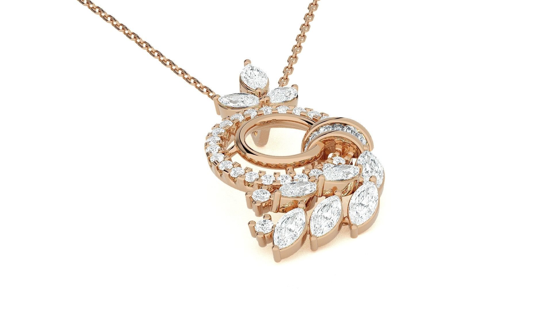 Leaves High Jewelry Pendant Earrings Set 3dm stl obj mtl gltf 3D print model_7