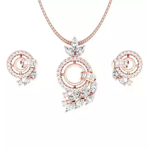 Leaves High Jewelry Pendant Earrings Set 3dm stl obj mtl gltf 