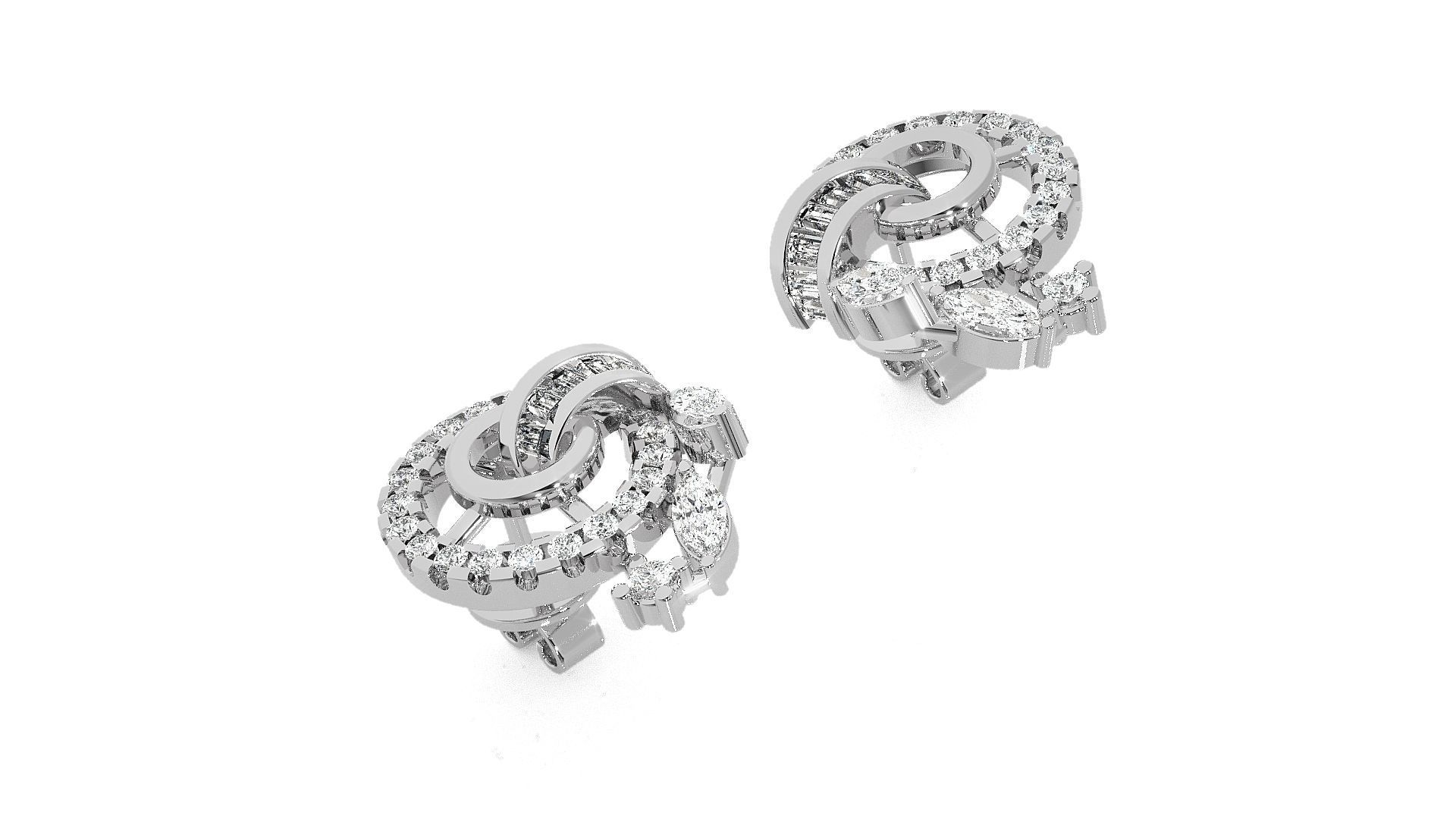 Leaves High Jewelry Pendant Earrings Set 3dm stl obj mtl gltf 3D print model_11