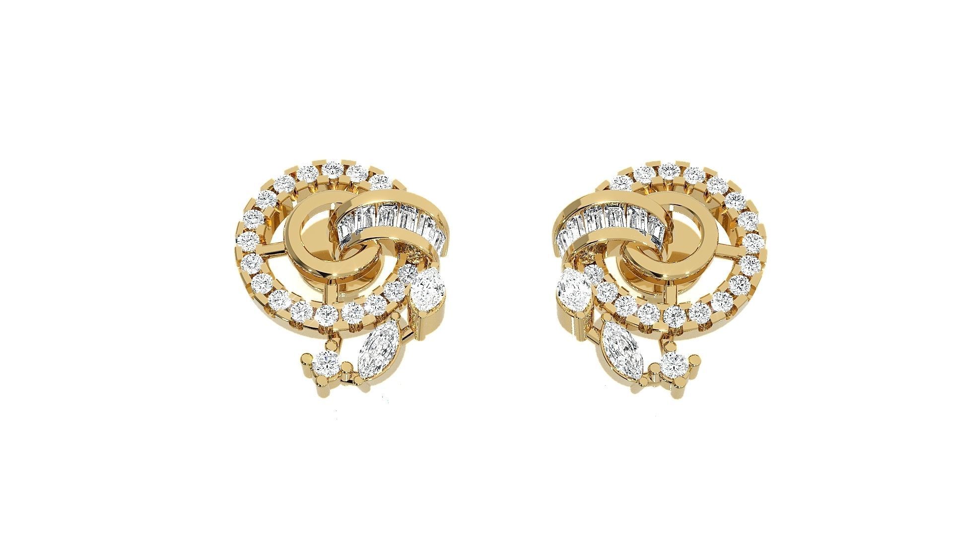 Leaves High Jewelry Pendant Earrings Set 3dm stl obj mtl gltf 3D print model_17