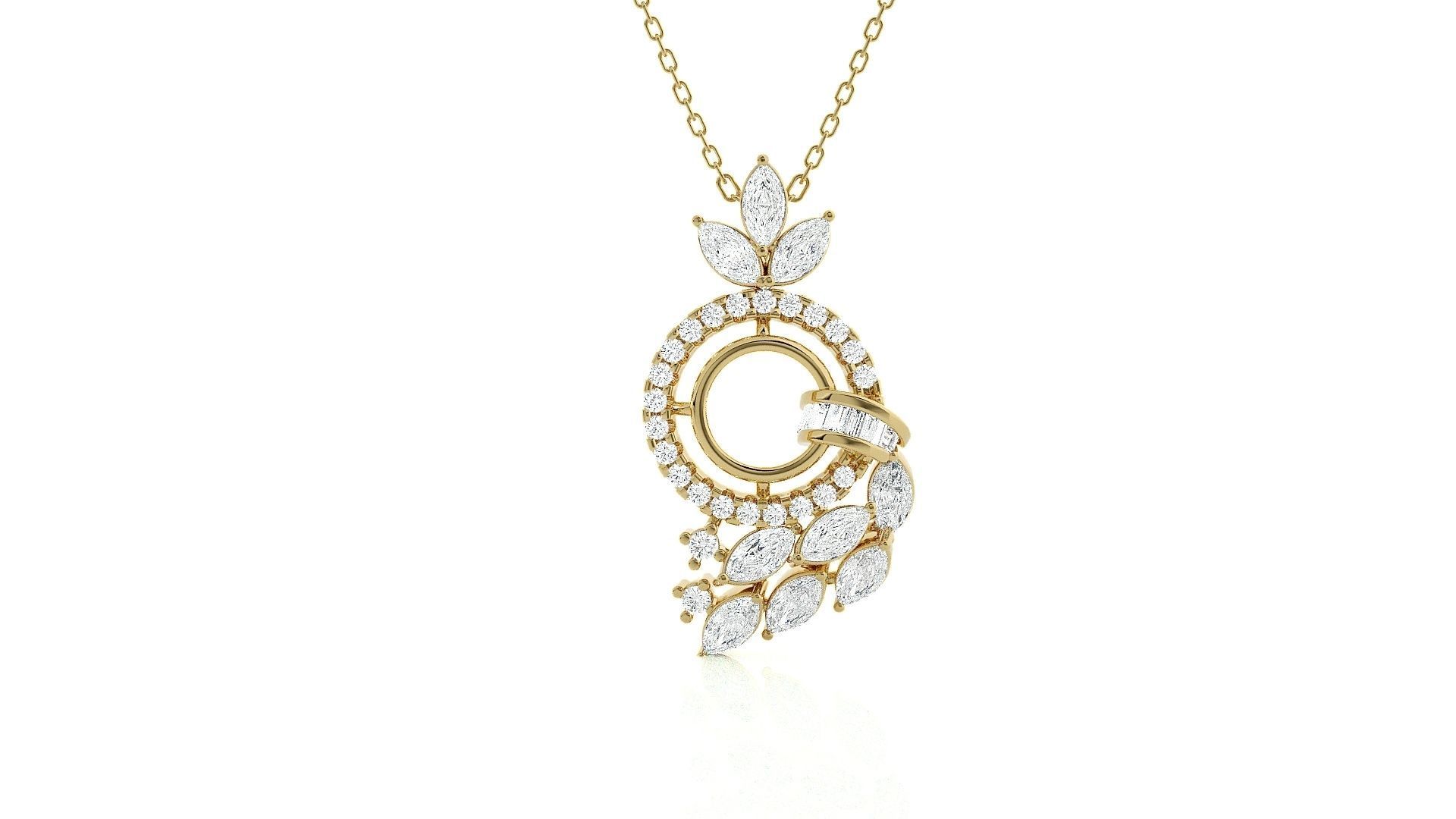 Leaves High Jewelry Pendant Earrings Set 3dm stl obj mtl gltf 3D print model_16