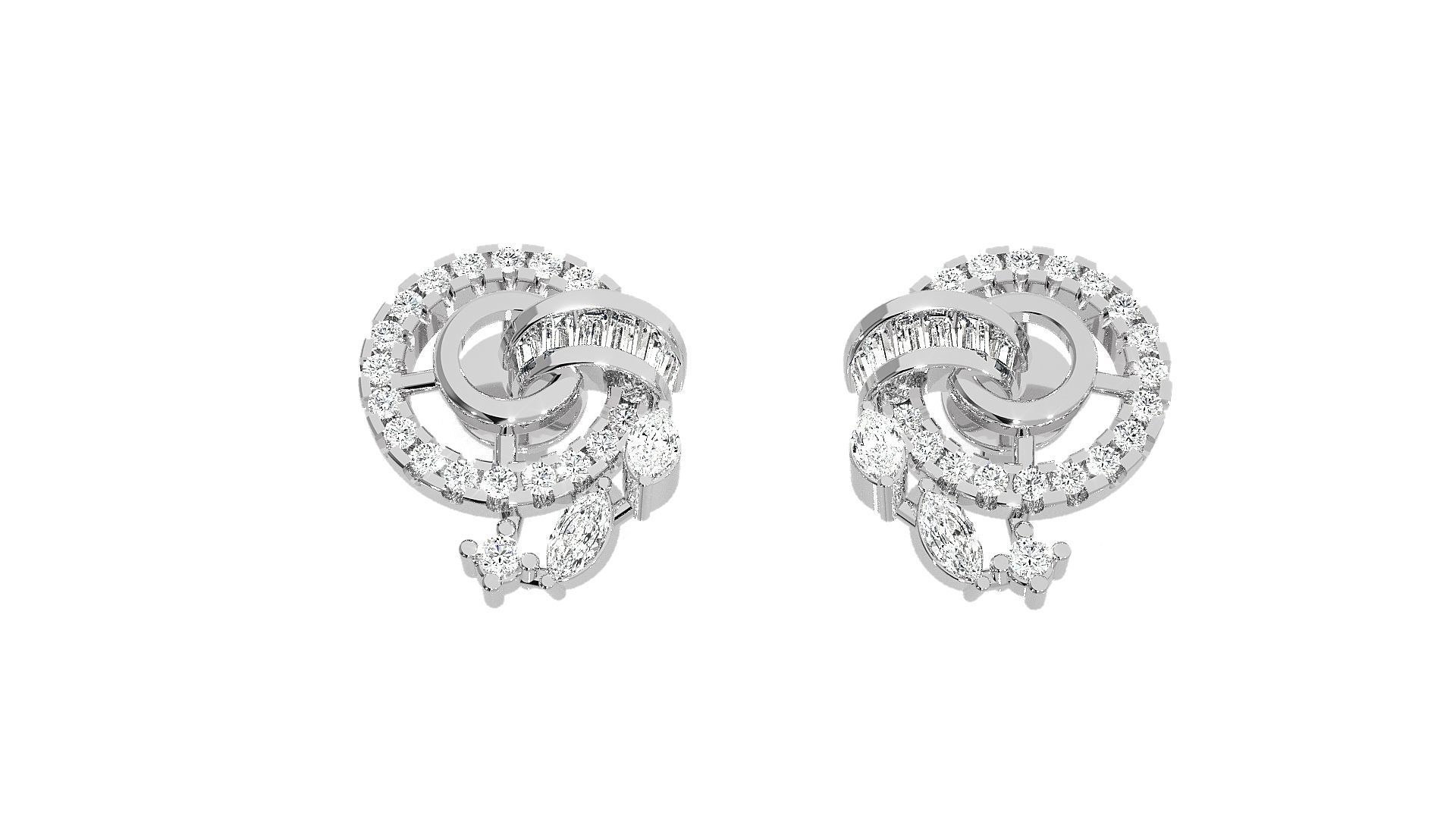 Leaves High Jewelry Pendant Earrings Set 3dm stl obj mtl gltf 3D print model_10