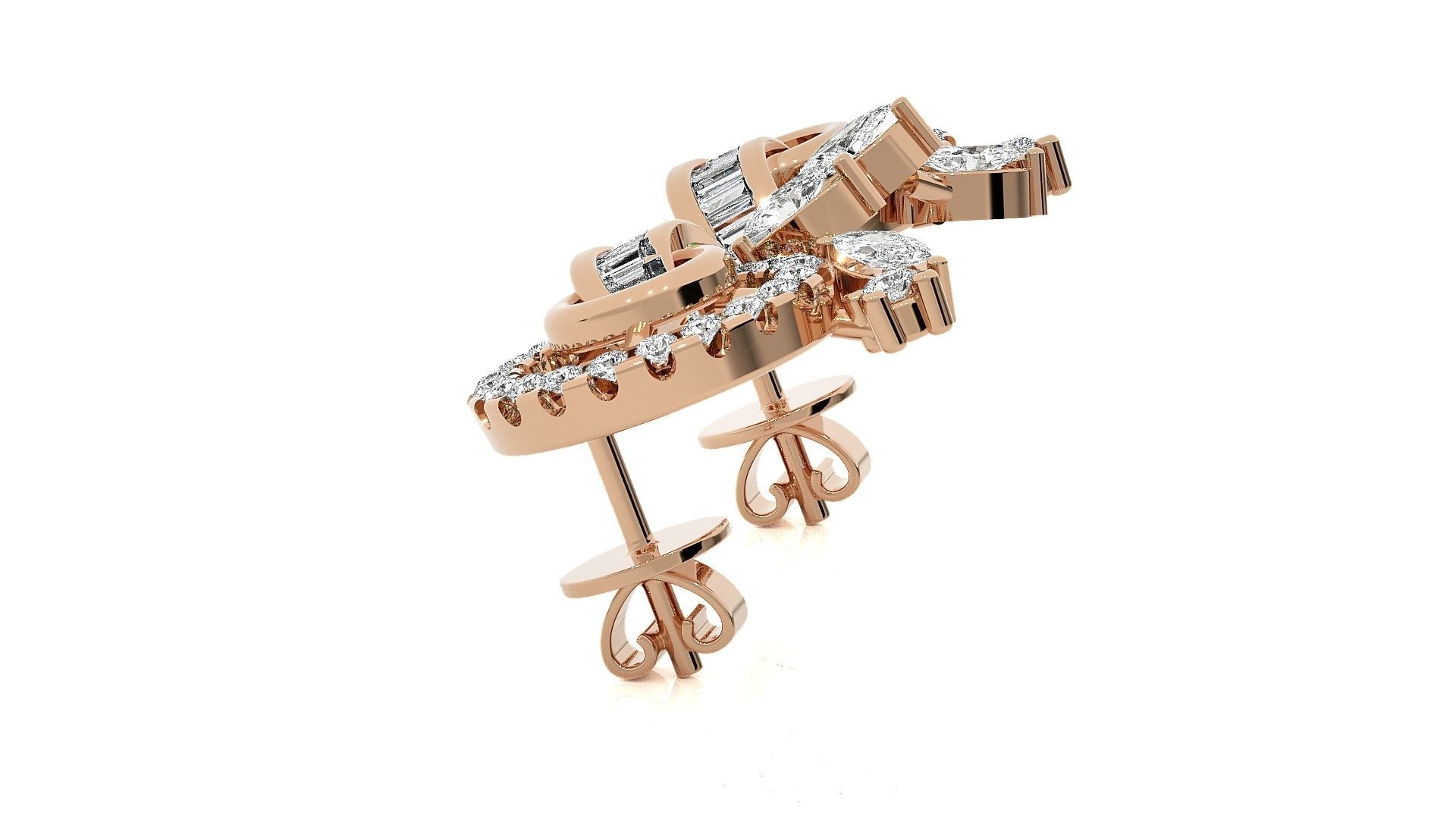 Leaves High Jewelry Pendant Earrings Set 3dm stl obj mtl gltf 3D print model_8