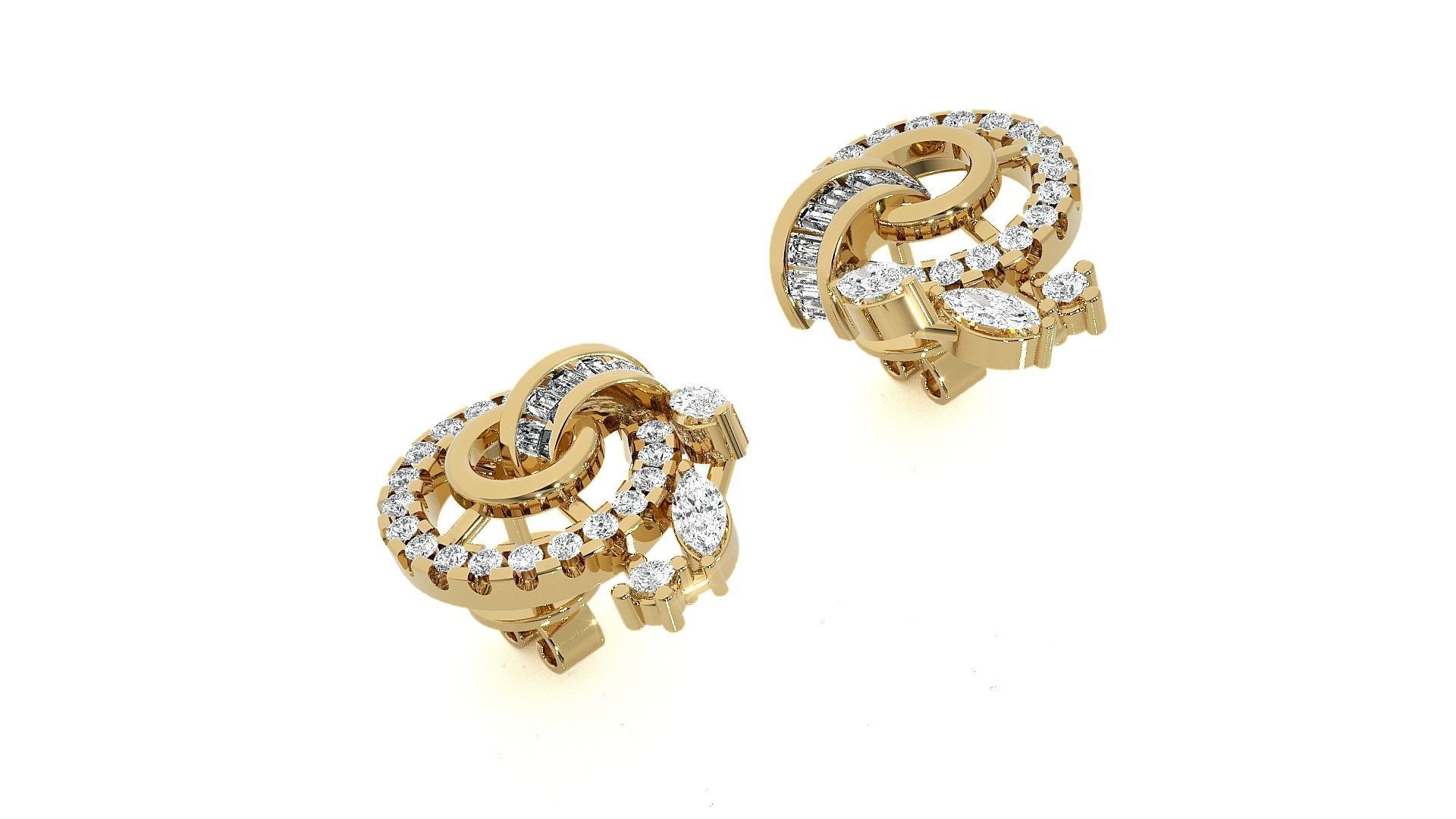 Leaves High Jewelry Pendant Earrings Set 3dm stl obj mtl gltf 3D print model_19