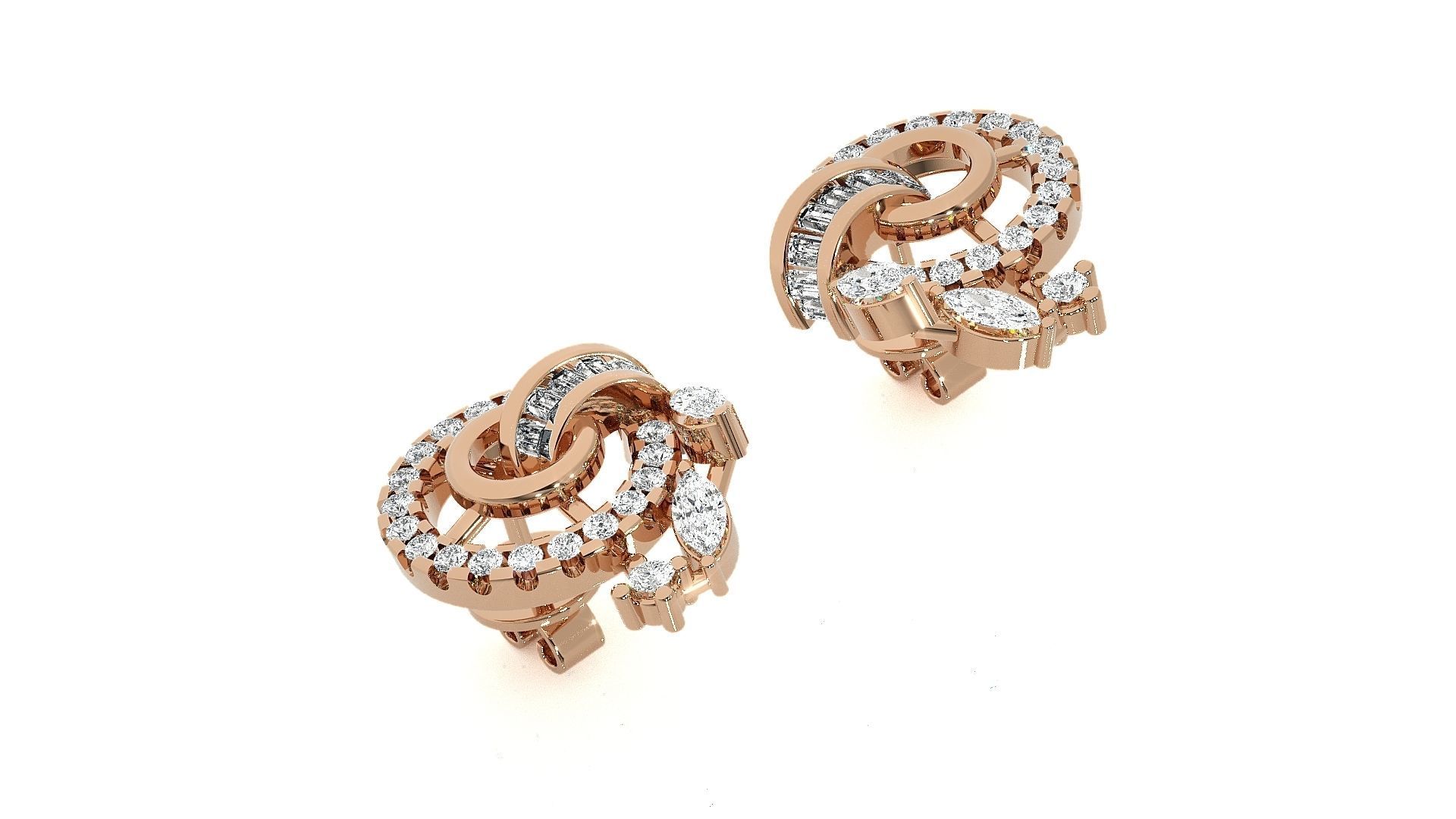 Leaves High Jewelry Pendant Earrings Set 3dm stl obj mtl gltf 3D print model_5