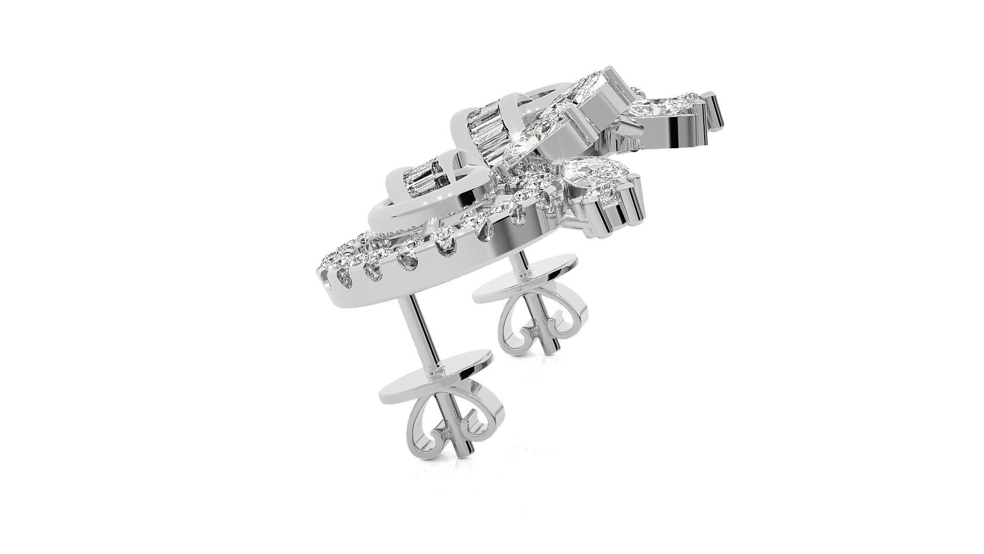 Leaves High Jewelry Pendant Earrings Set 3dm stl obj mtl gltf 3D print model_15