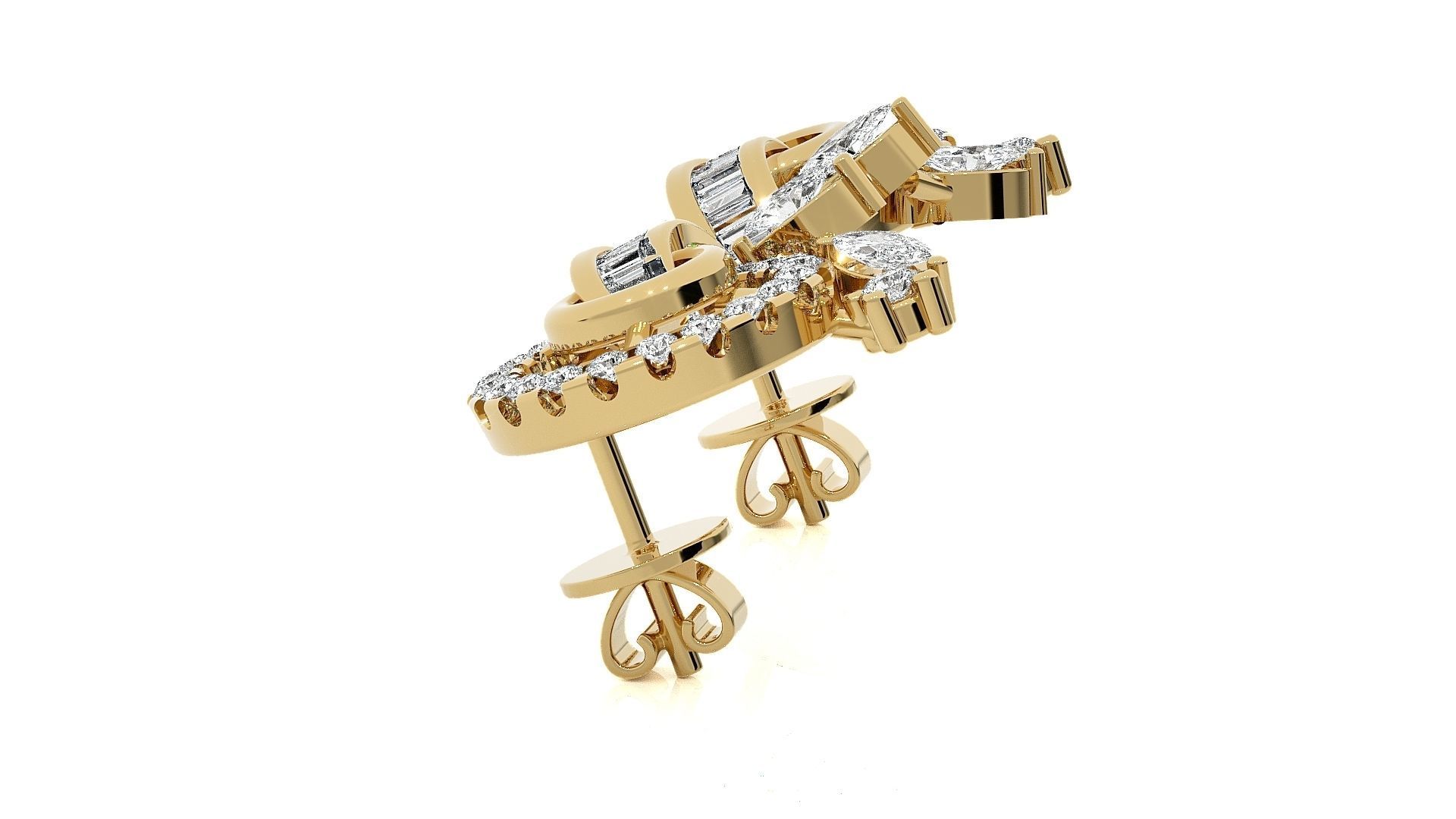 Leaves High Jewelry Pendant Earrings Set 3dm stl obj mtl gltf 3D print model_22