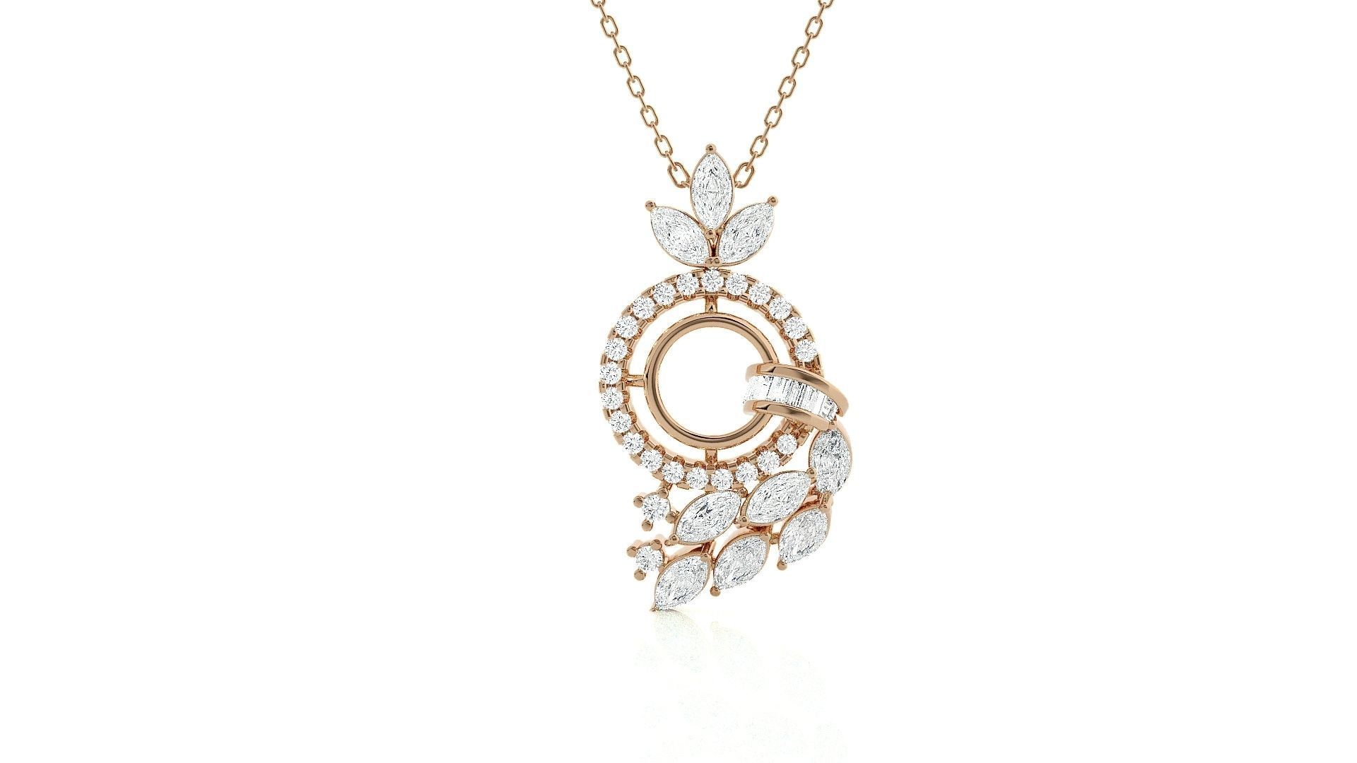 Leaves High Jewelry Pendant Earrings Set 3dm stl obj mtl gltf 3D print model_1